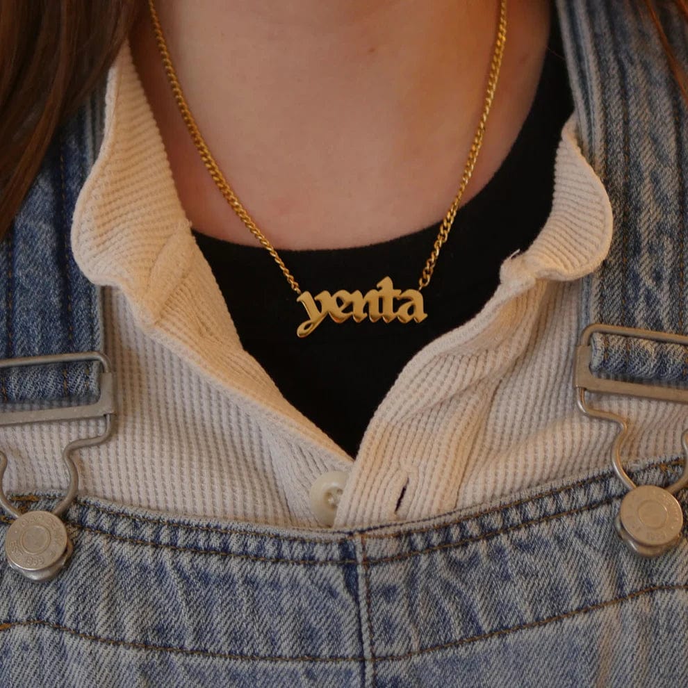 Yenta Blackletter Necklace - Gold、mySite、topwebapps