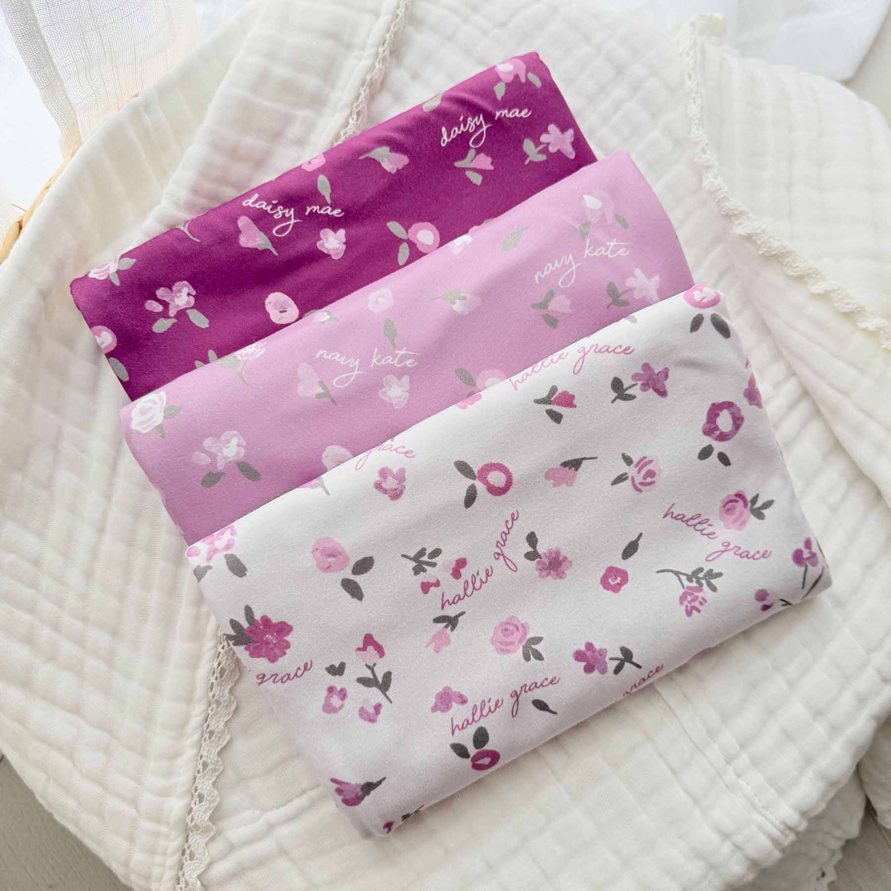  Personalized Baby Name Swaddle Blanket | Blush Blooms、mySite、layawaytickets