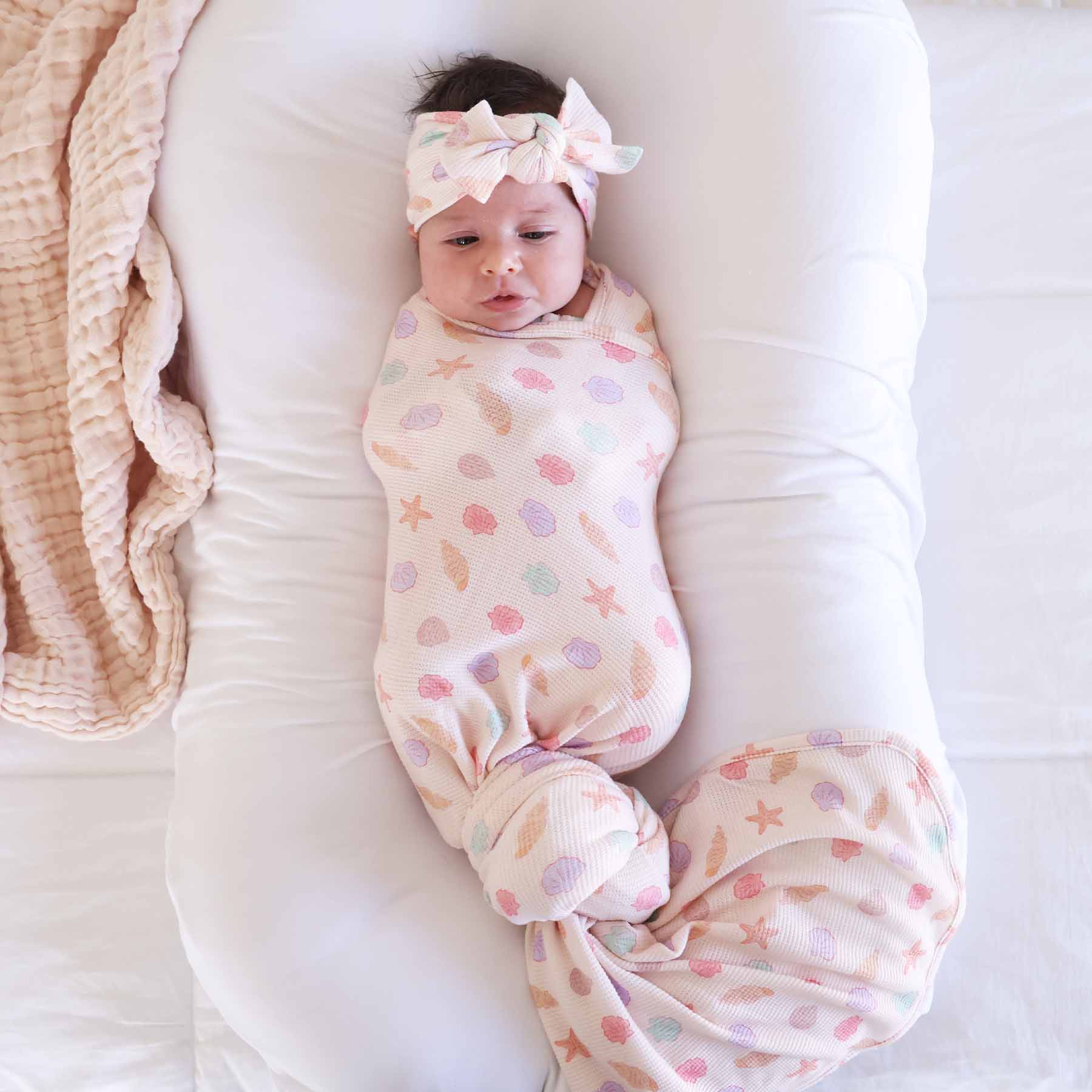  Saltwater Shells Bamboo Waffle Oversized Swaddle Blanket、mySite、layawaytickets