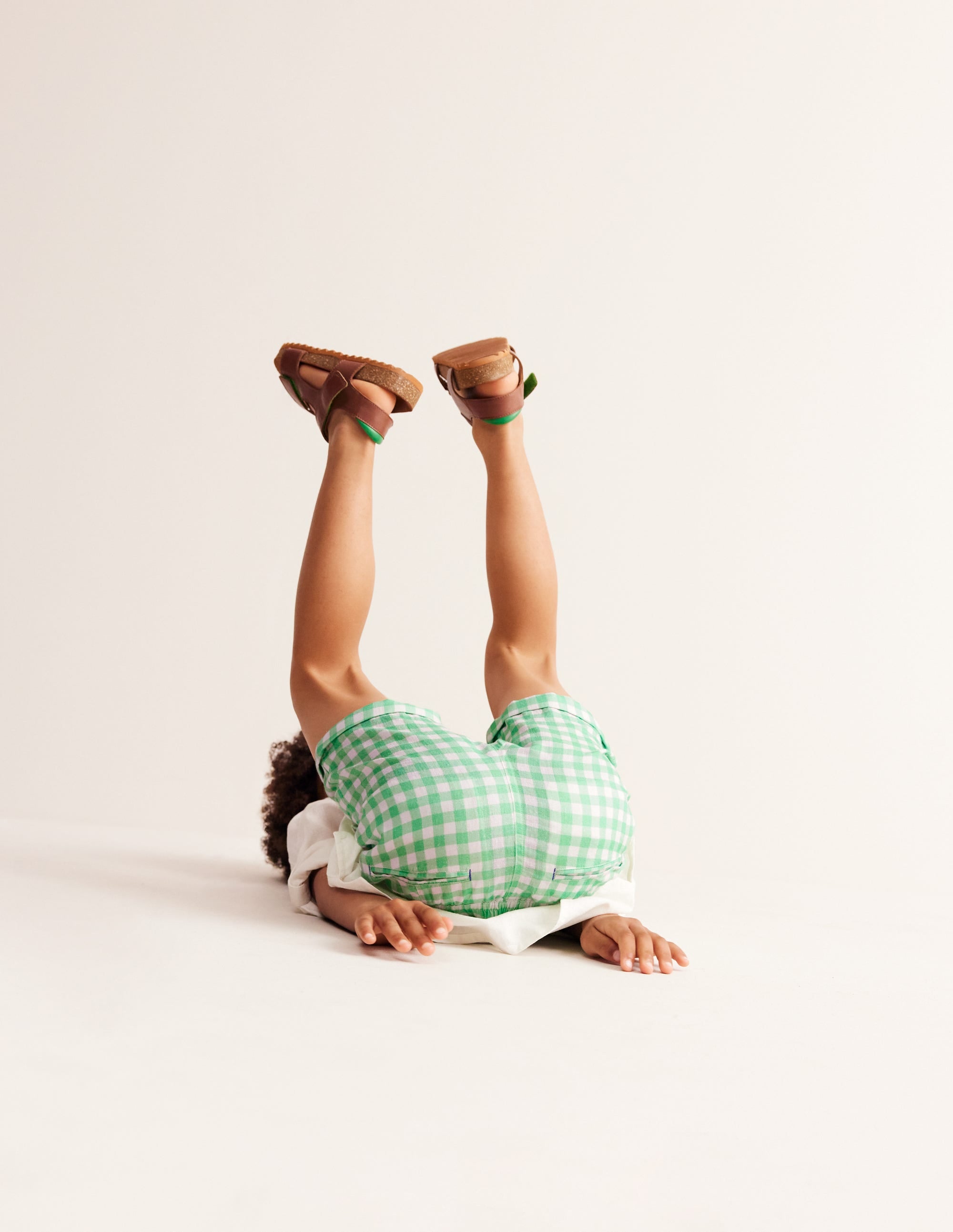  Smart Roll Up Shorts-Pea Green Gingham、mySite、ashleygrahame