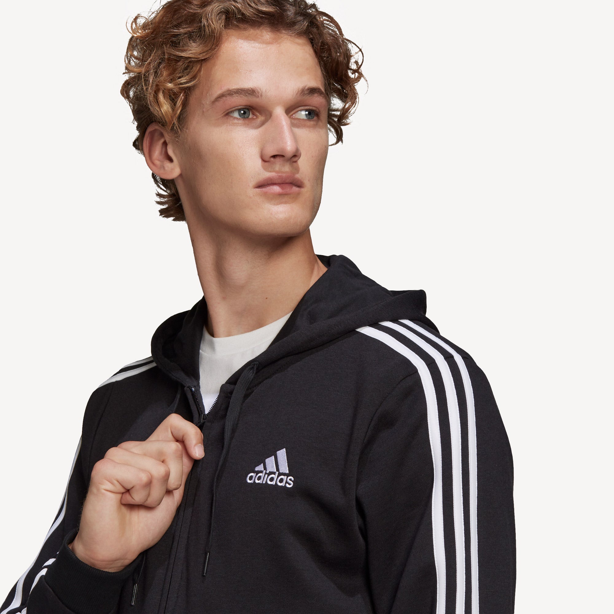 adidas Essentials Men's 3-Stripe Full-Zip Hoodie