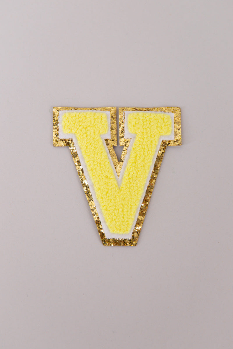 Chenille Adhesive Letter Patches- Yellow 5.5cm、mySite、hinf8tx79
