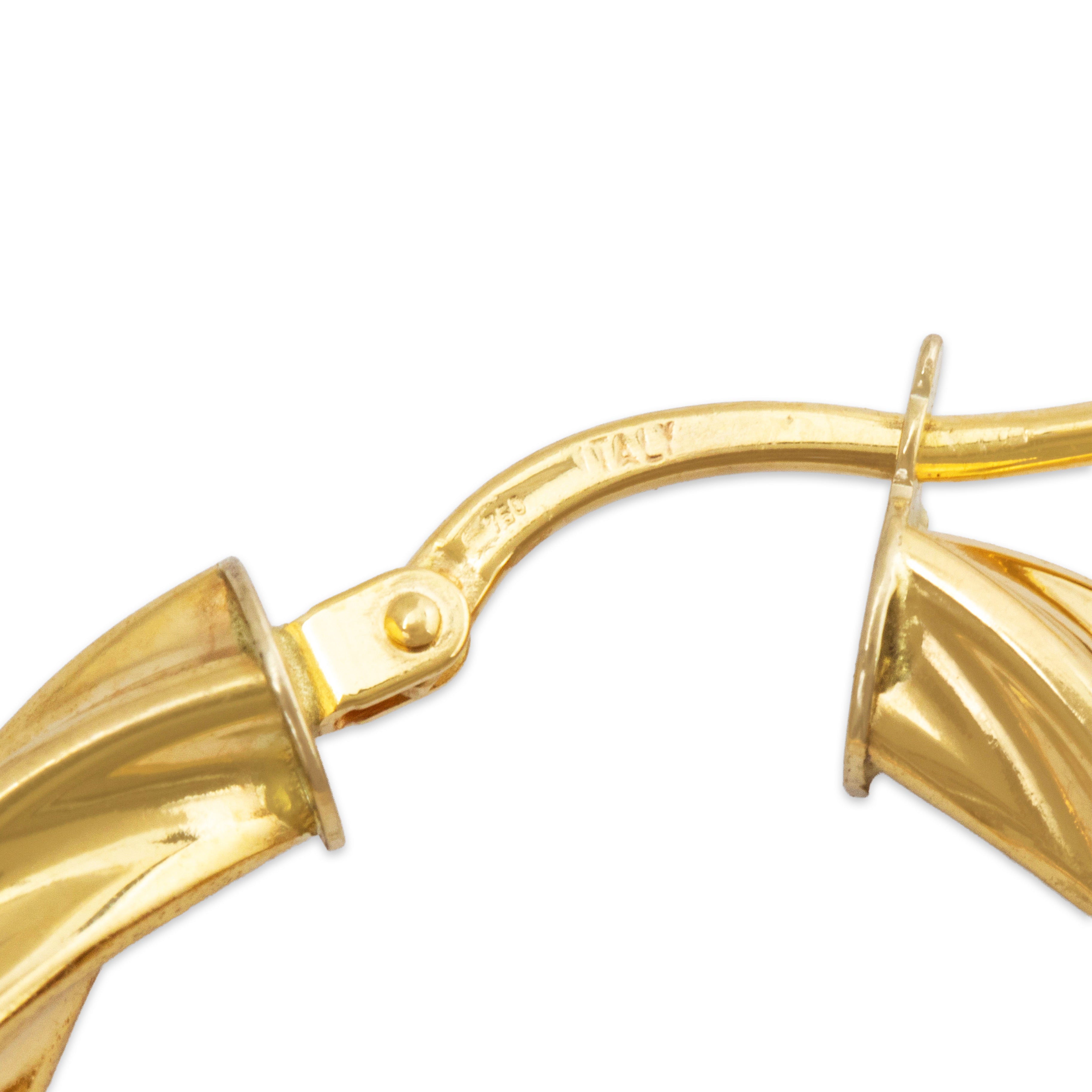 Vintage Italian 18k Yellow Gold Elliptical Twists Hoop Earrings、mySite、hinf8tx79