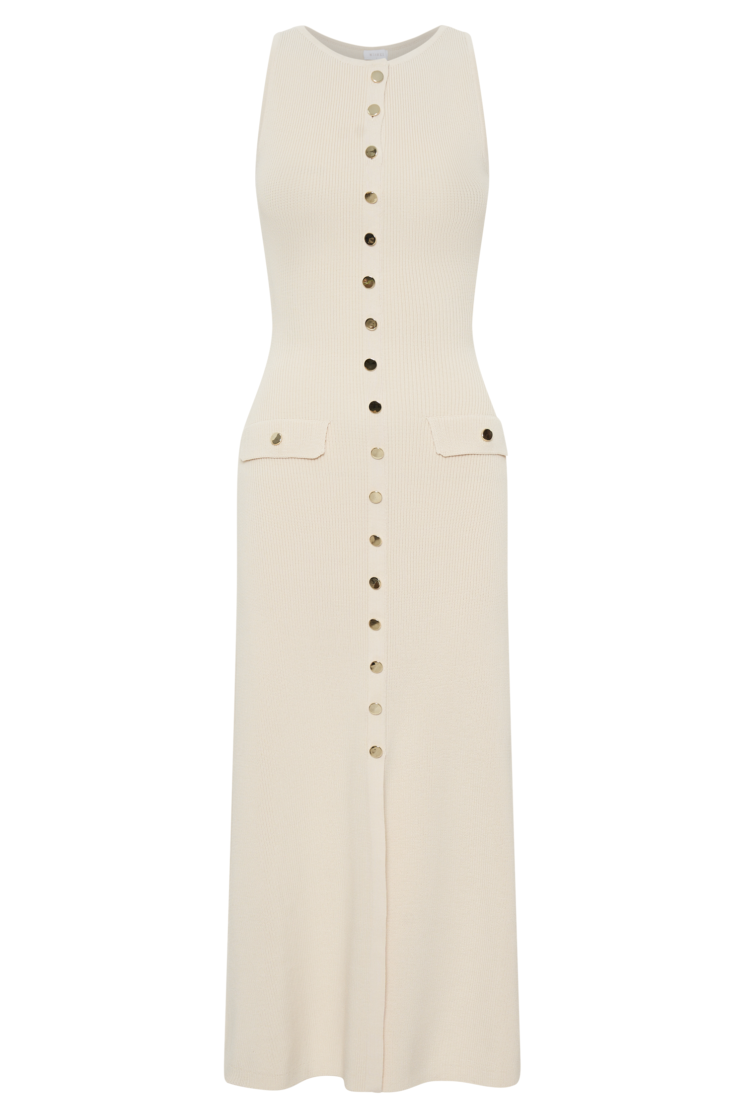 Sawyer Sleeveless Buttoned Maxi Dress - Ivory、mySite、solidvoid