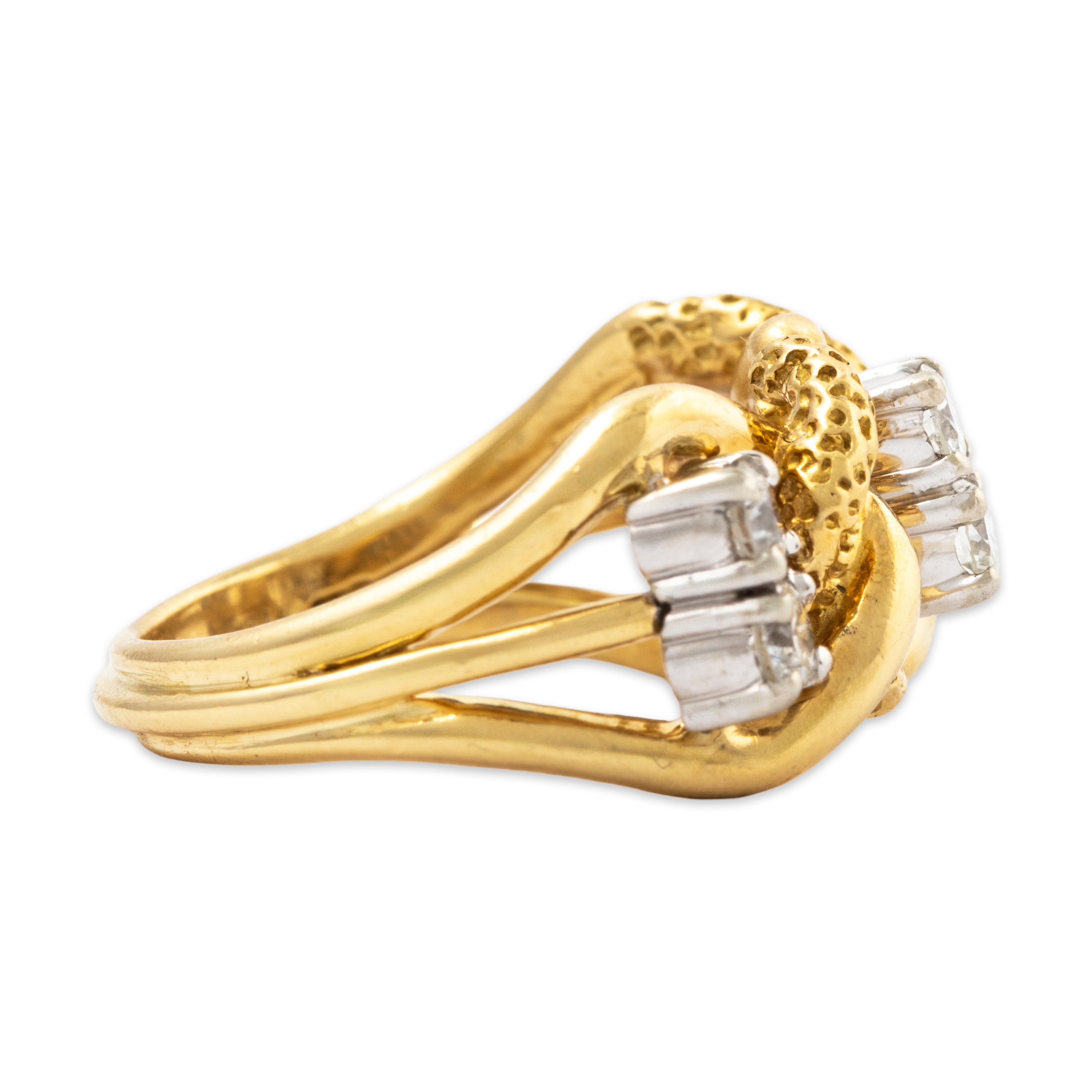 Vintage Heavy 18k Yellow Gold 0.696cttw Diamond Interlinked Sparkle Ring 5.50、mySite、hinf8tx79