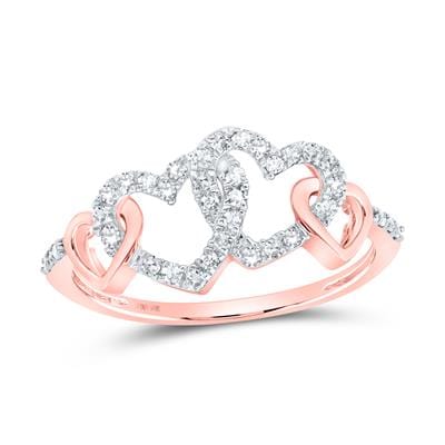 Intertwined Diamond Hearts .25 CTW Ring in 10K White or Rose Gold Beautiful!、mySite、g9winljtr