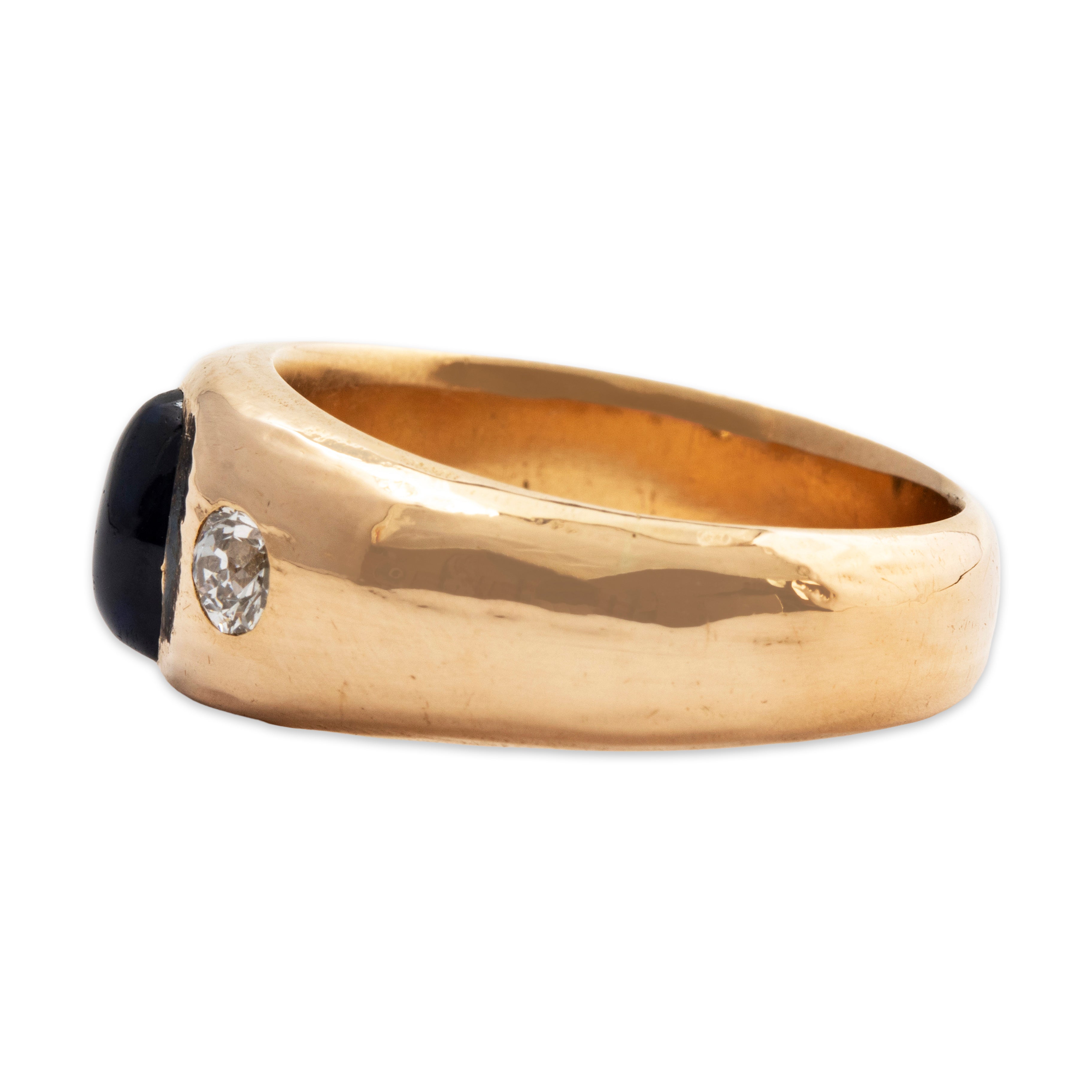 Vintage Heavy Craft 14k Yellow Gold 1.26ct Sapphire & Old Mine Diamond Ring 9.5、mySite、hinf8tx79