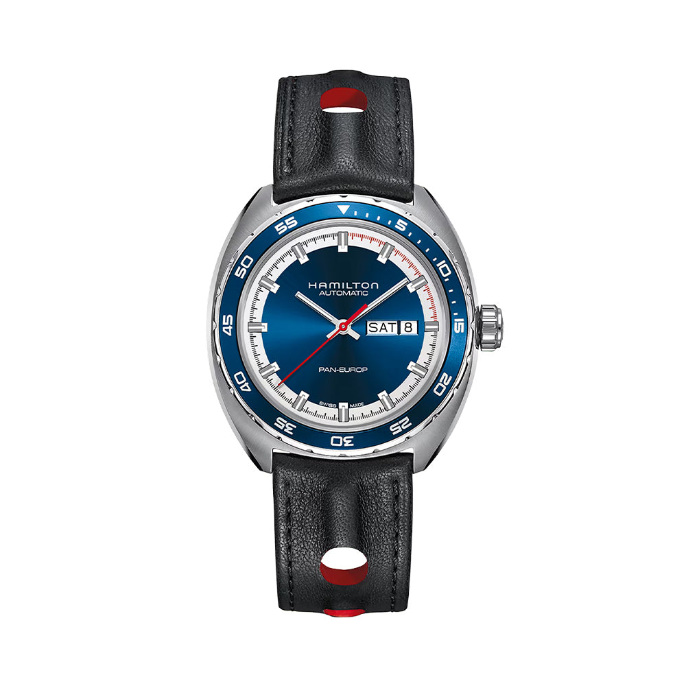  American Classic Pan Europ Day Date Auto 42mm - Blue on Leather and Two-Piece Strap