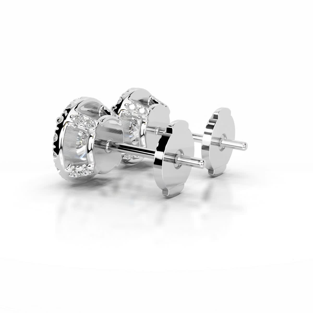 Isla Diamond Halo Earrings (5 Carat) -14K White Gold、mySite、hinf8tx79