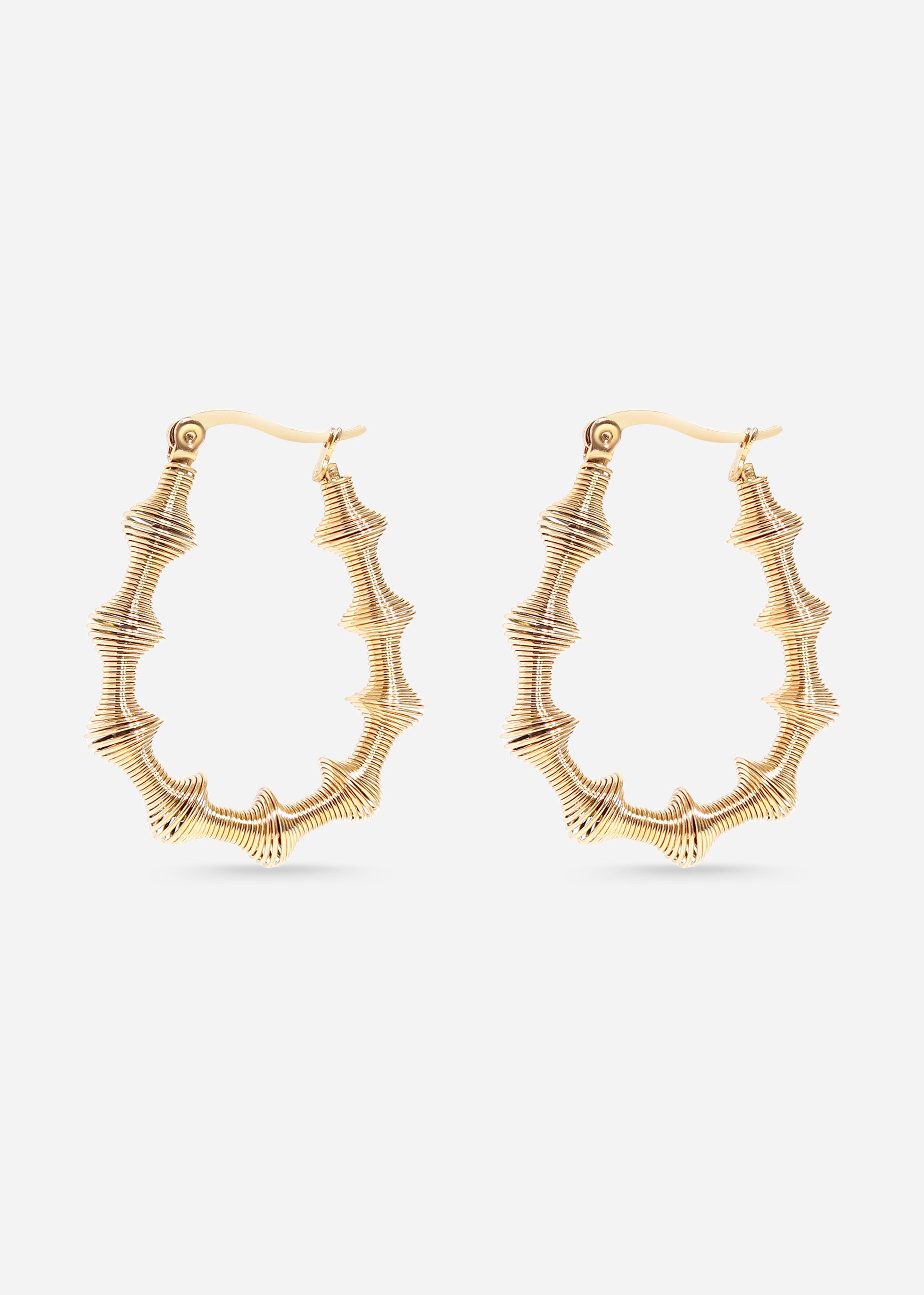 18K Gold PVD Stainless Steel Wired Statement Hoop Earrings / ERJ0015、mySite、dreamappss