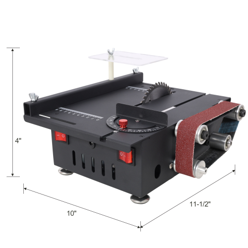 Mini Table Saw,Belt Sander, stainless steel top,4pcs Blades,10pcs Sanding Blet,7 Gear Adjustable 0-90° Angle, Available for Wood/PCB/Acrylic/Plastic,DIY Model Crafts Cutting Tool、、eastwooduniform