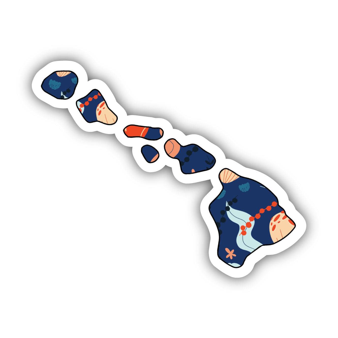  Hawaii Blue Floral Abstract Sticker、mySite、ghnorth