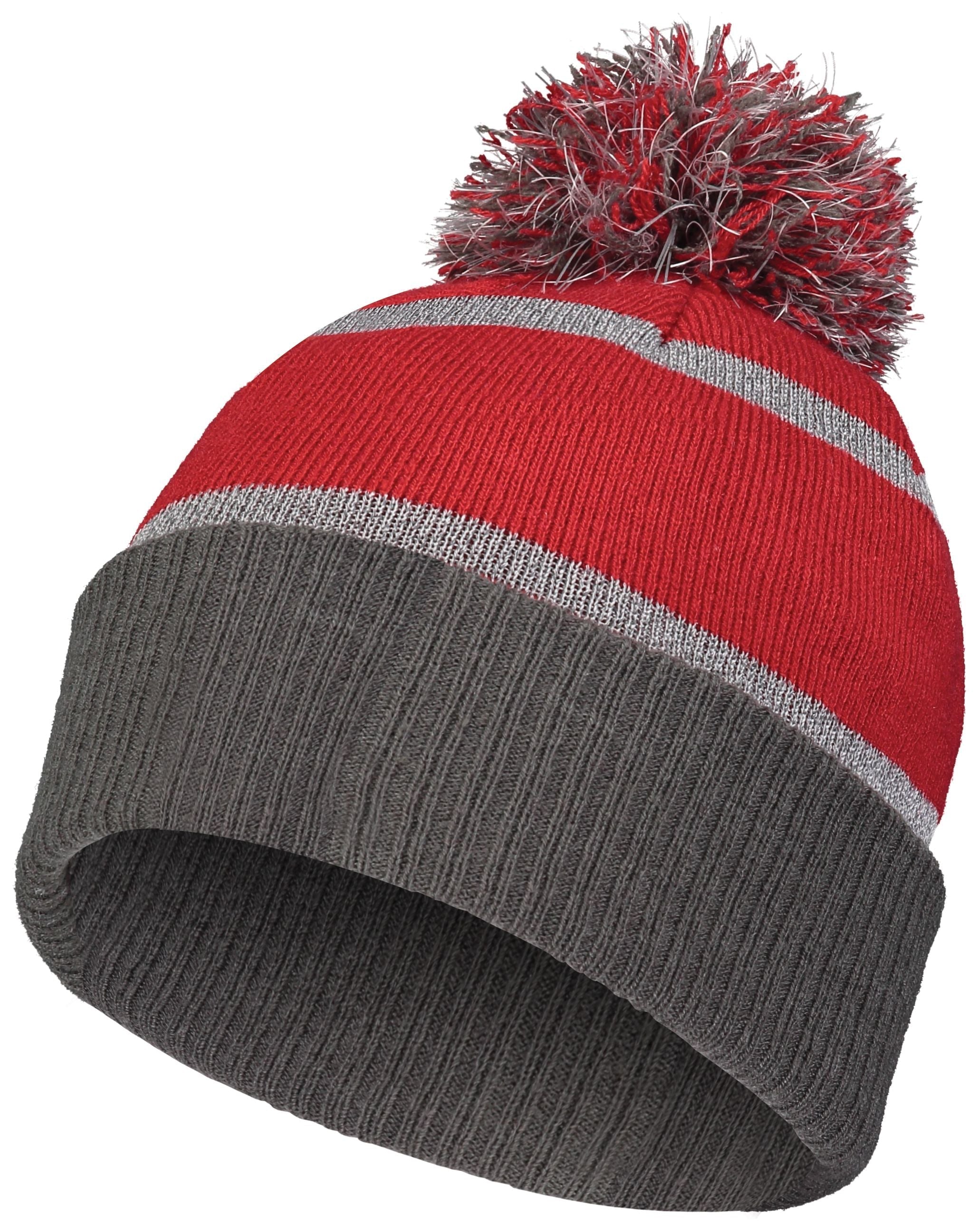 Holloway Reflective Beanie - Red/Carbon、mySite、noshort