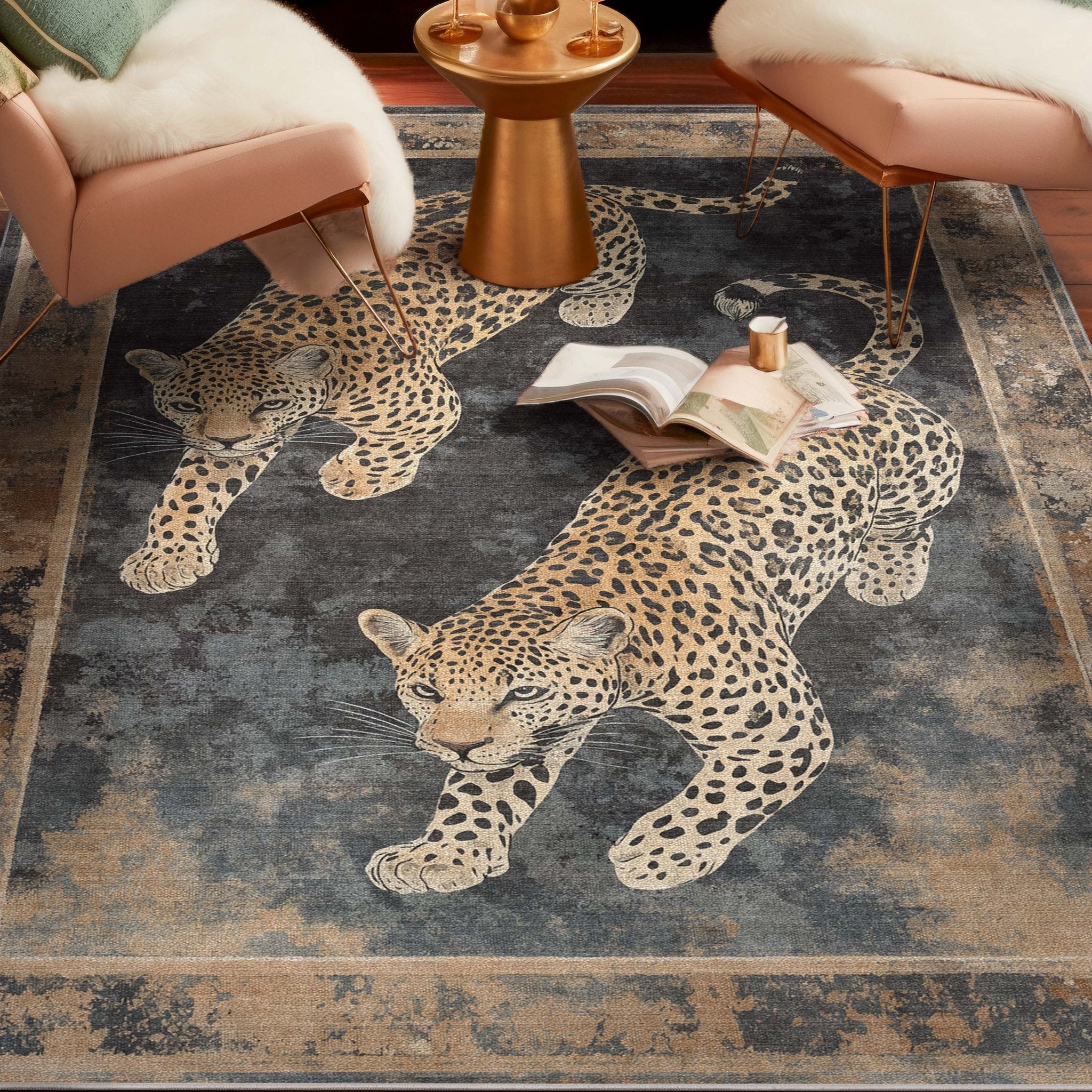 Leopard’s Reverie Charcoal & Natural Rug Perfect for Living Room, Dining Room, Bedroom and Kitchen、mySite、gigharbornorthrealestate