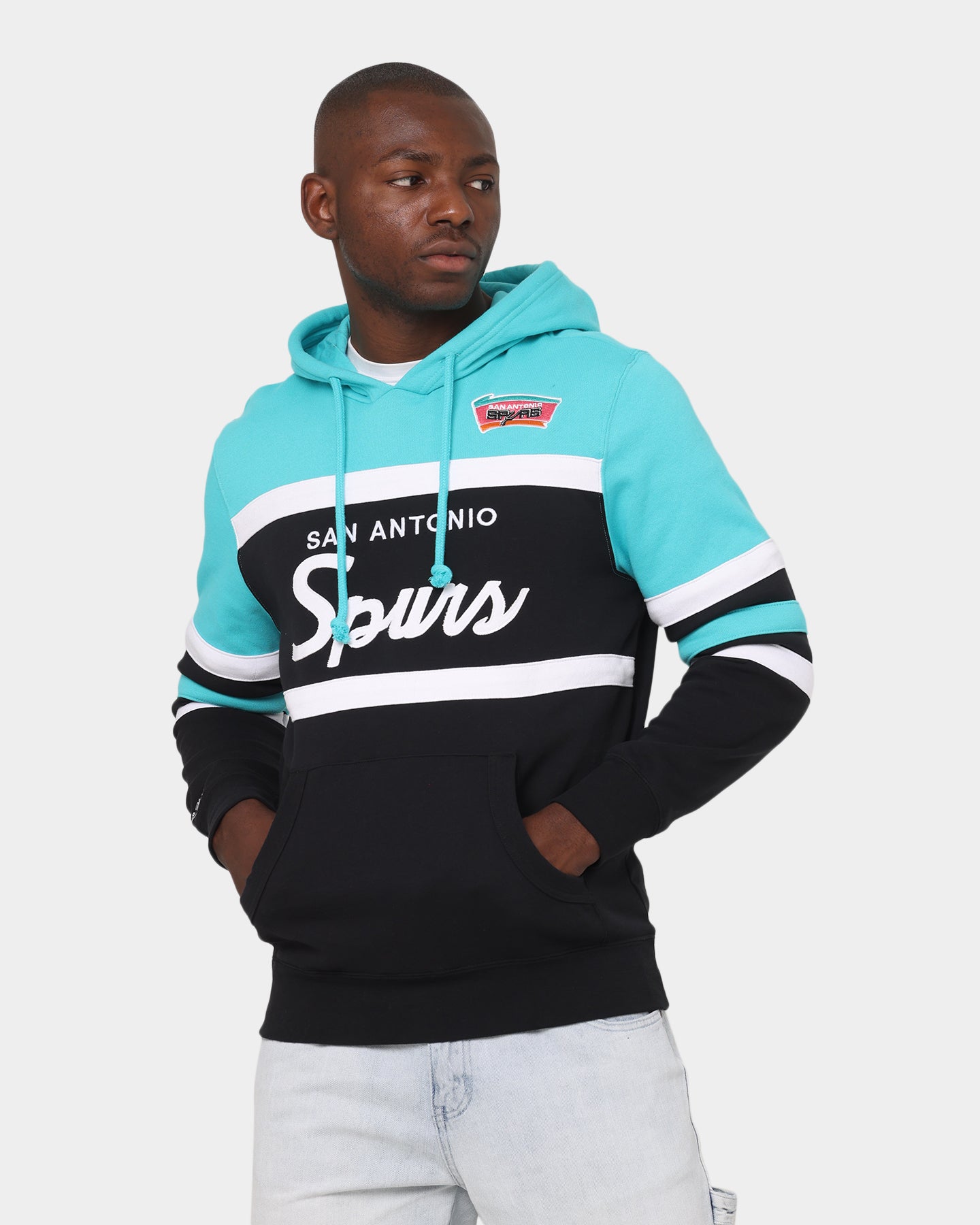 Mitchell & Ness San Antonio Spurs Head Coach Hoodie Teal、mySite、zt4zffjzw