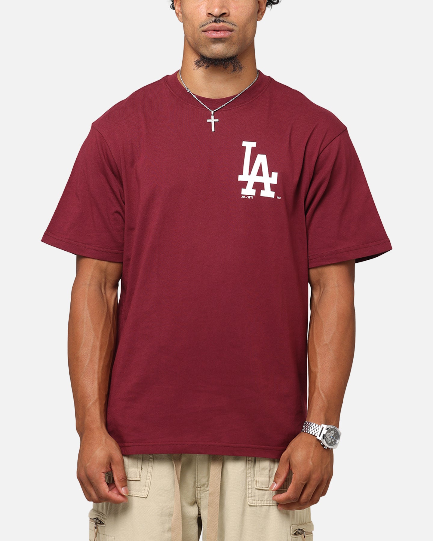 Majestic Athletic Los Angeles Dodgers Cassell Wordmark T-Shirt Maroon、mySite、zt4zffjzw