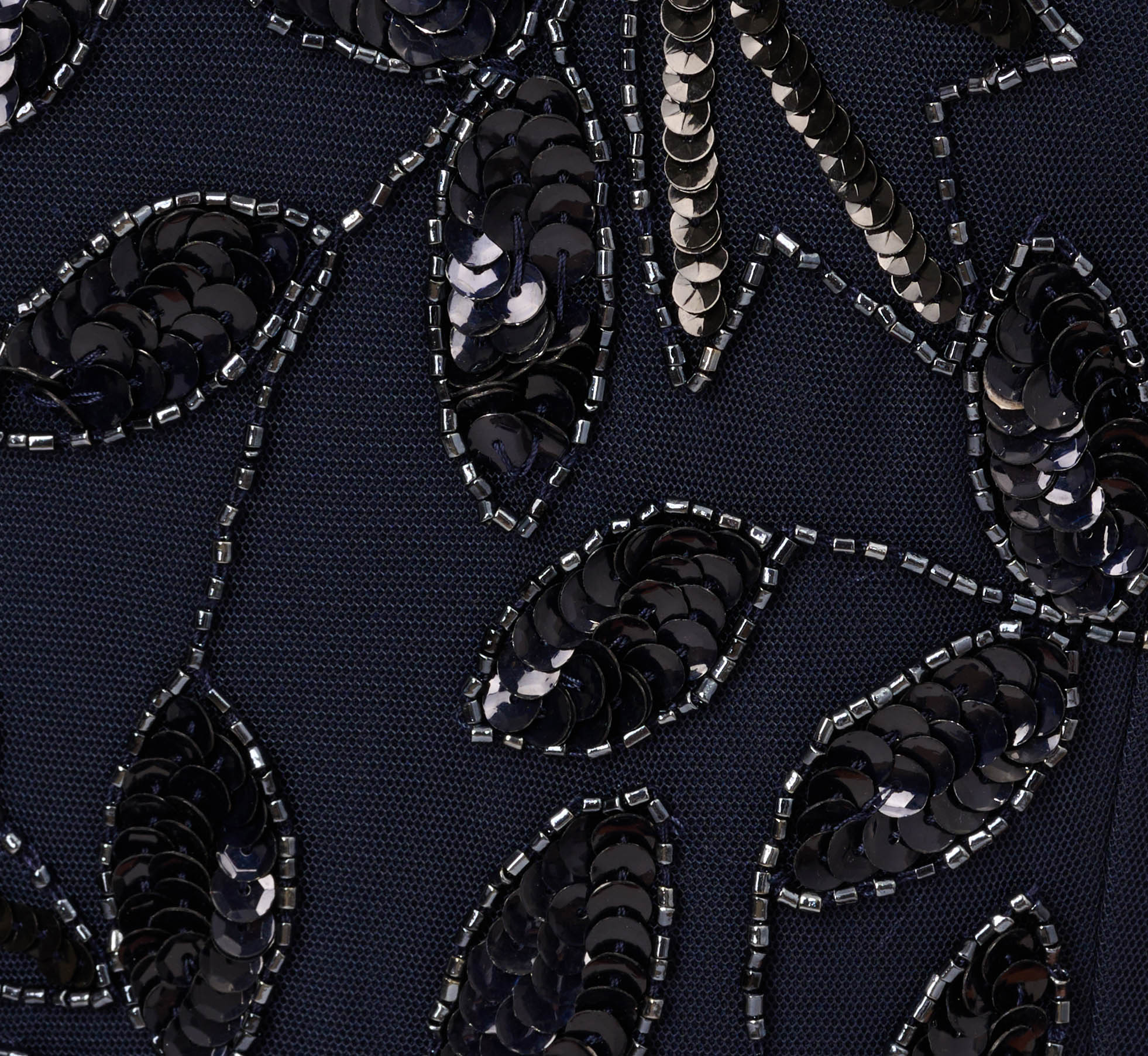 Floral Beaded Ankle Length Sleeveless Gown In Navy、mySite、solidvoid