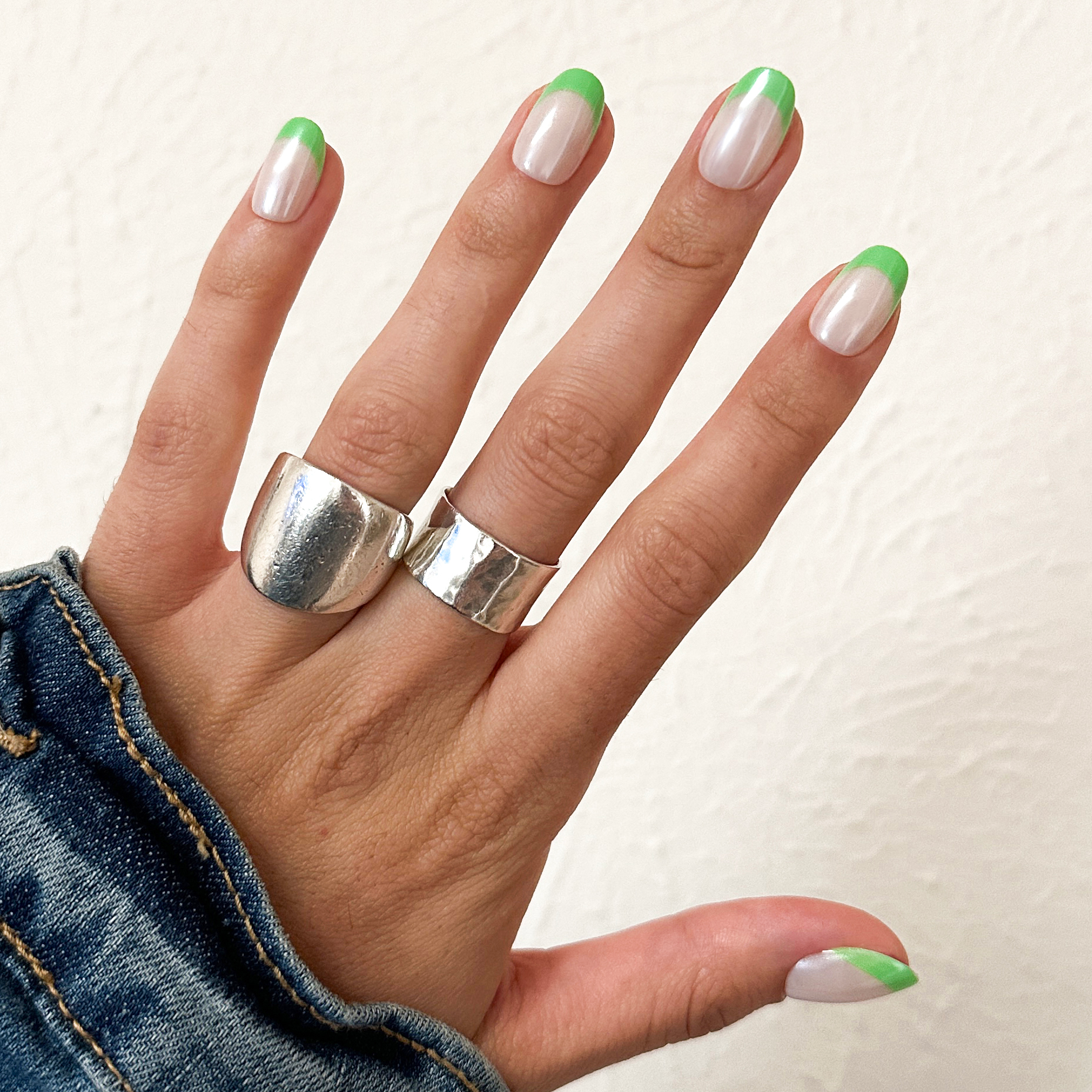 Lime Chrome French - Press-On | Short | Round、mySite、solidvoid