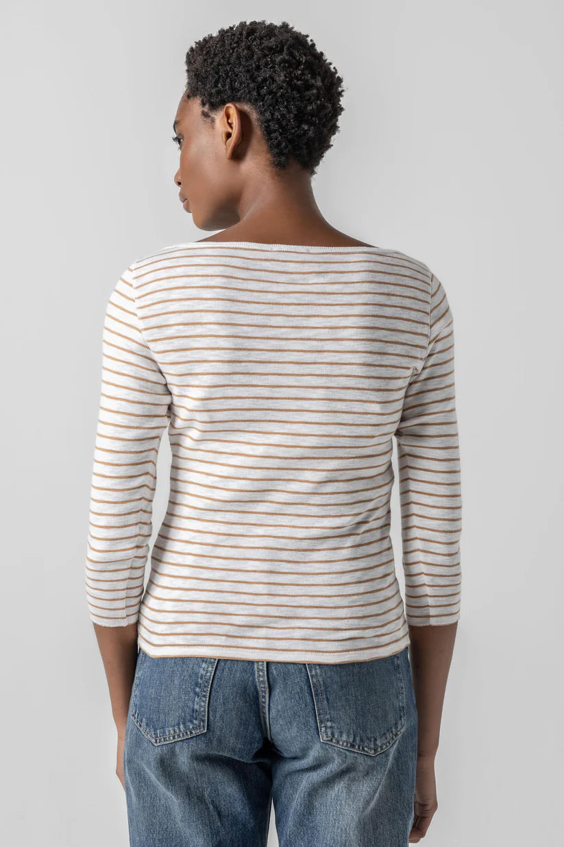 Lilla P Striped 3/4 Sleeve Boatneck、mySite、noshort