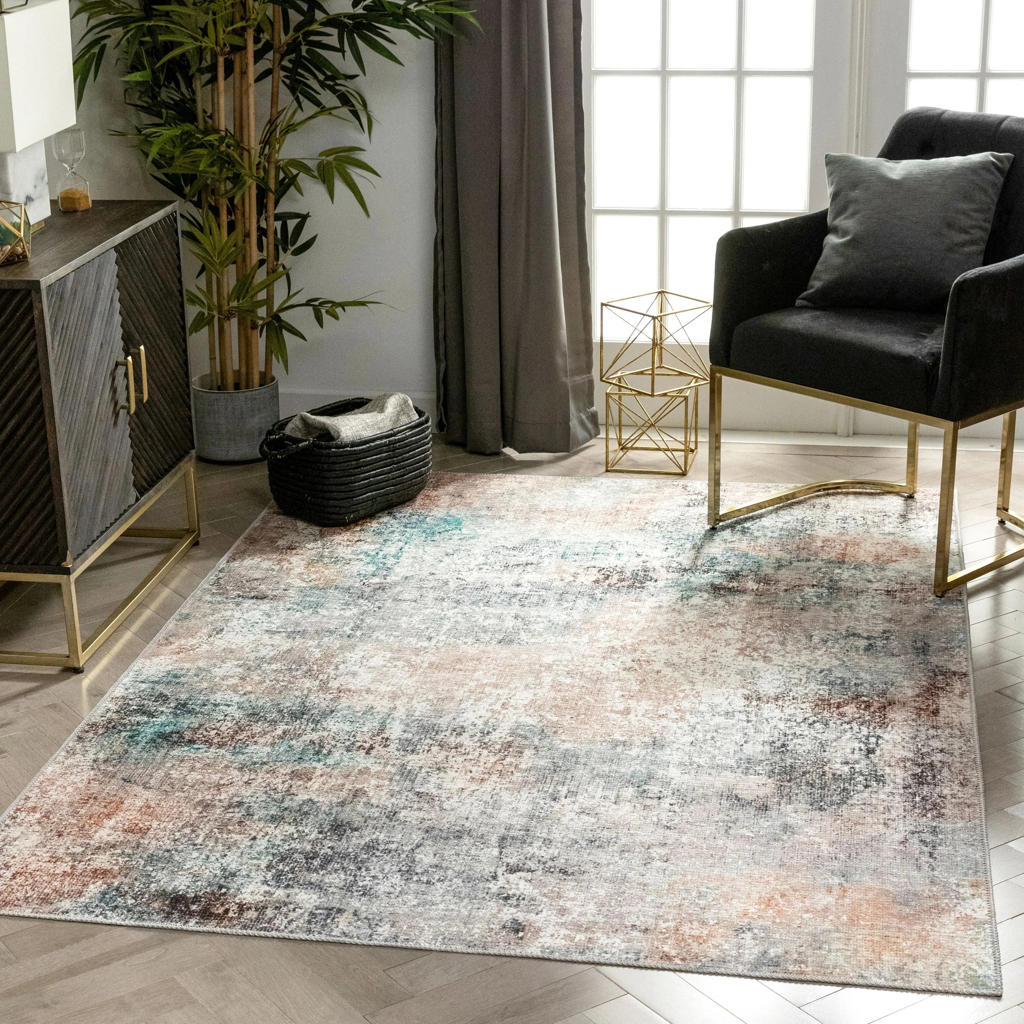 Amesti Machine Washable Light Blue Flat-Weave 5'3 x 7'3 Rug、mySite、gigharbornorthrealestate