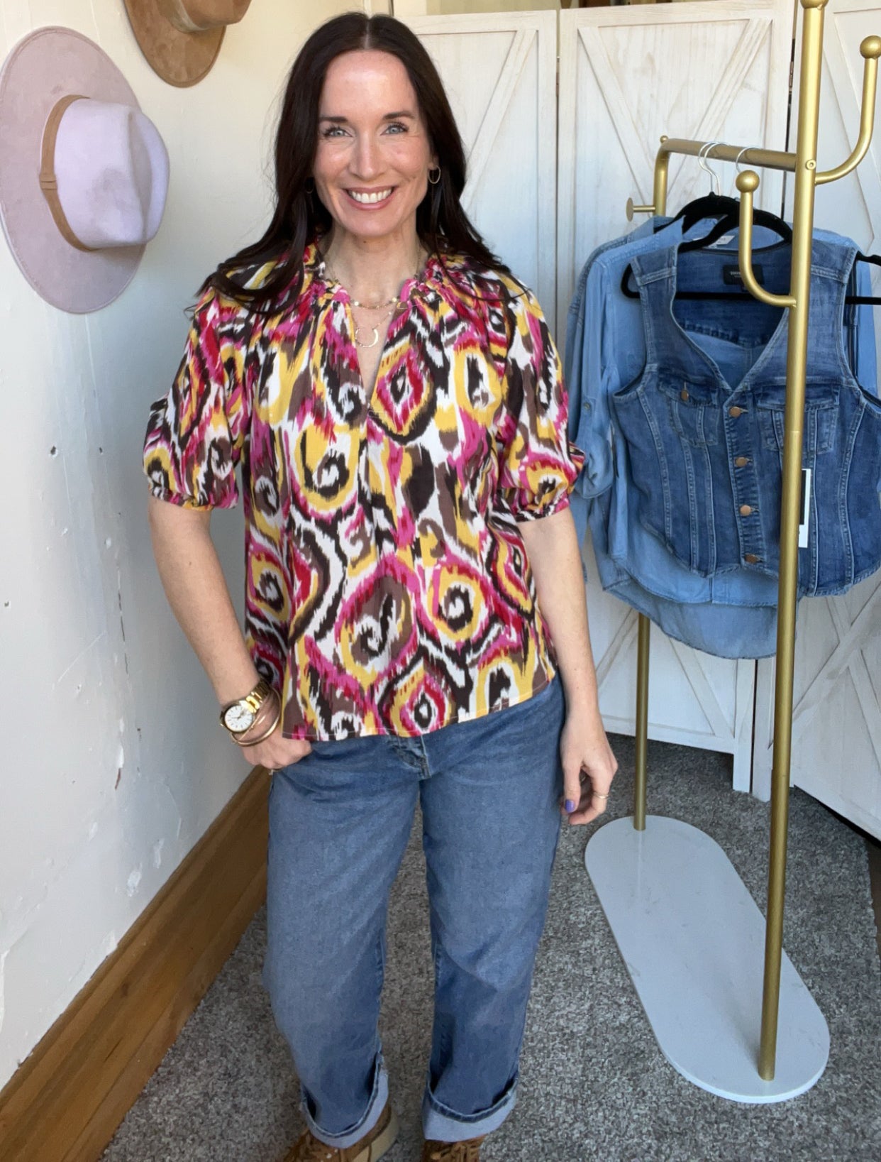 Dylan Roxanne Puff Sleeve Top、mySite、garagedoors4me