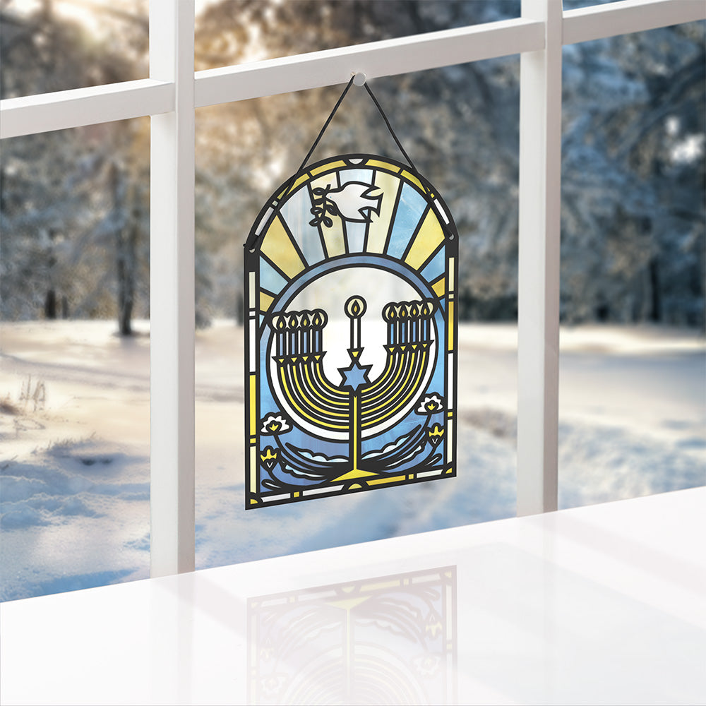 Happy Hanukkah Menorah Suncatcher Card、mySite、solidvoid