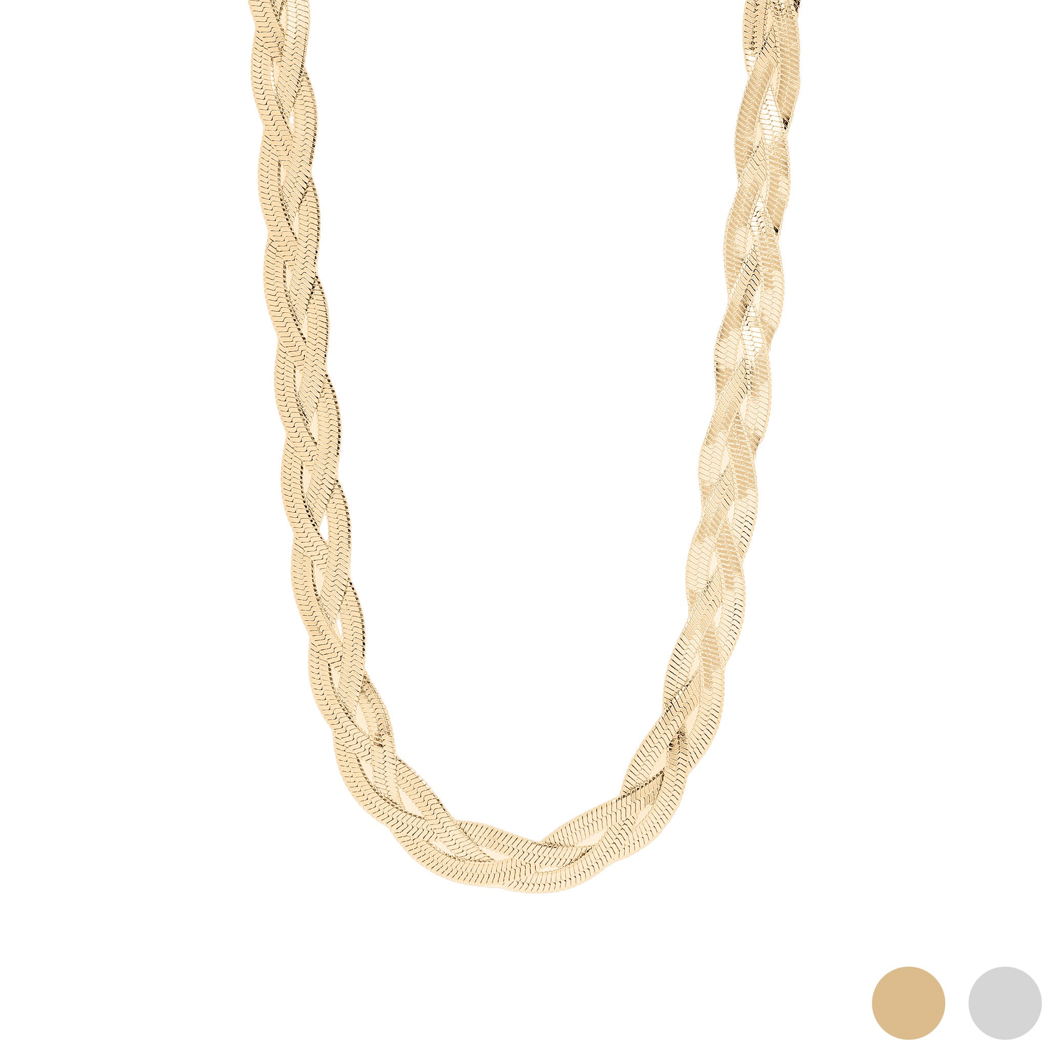 18K Gold PVD Stainless Steel Interwoven Herringbone Chain Necklace / CHN0021、mySite、dreamappss