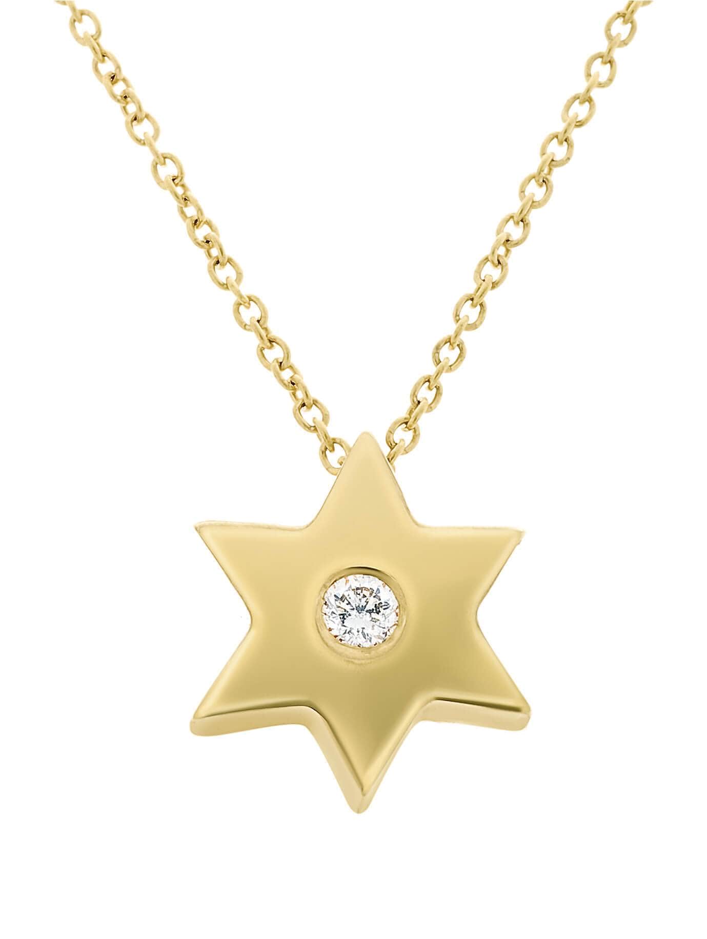 Center Diamond Star of David Necklace - 14k Yellow or White Gold、mySite、topwebapps
