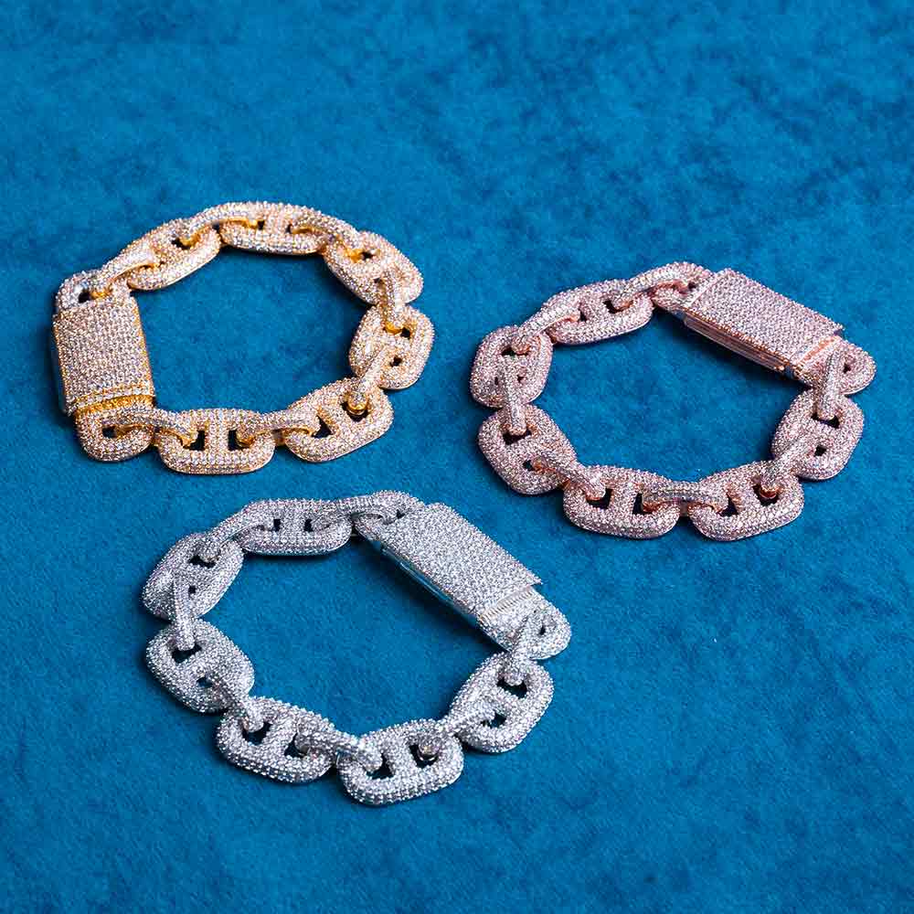 16MM Moissanite Mariner Link Bracelet 14K Gold、mySite、hinf8tx79