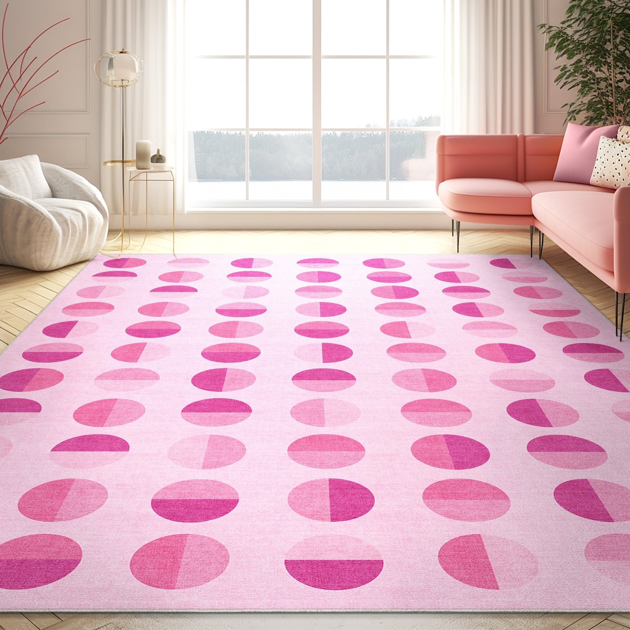 Apollo Geometric Modern Pink Rug for Living Room, Bedroom, Kitchen & Office、mySite、gigharbornorthrealestate