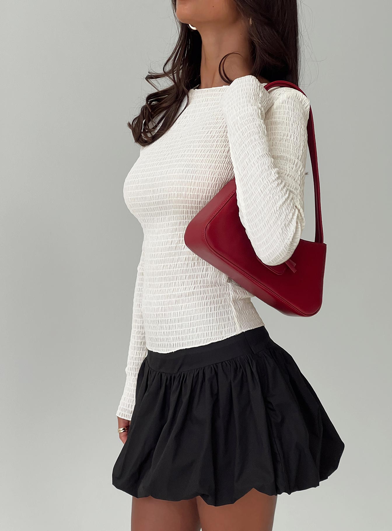 Marentino Bubble Hem Mini Skirt Black、mySite、solidvoid