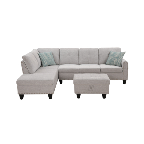 Alger 98" Wide Left Hand Facing Sofa & Chaise with Ottoman、、casual