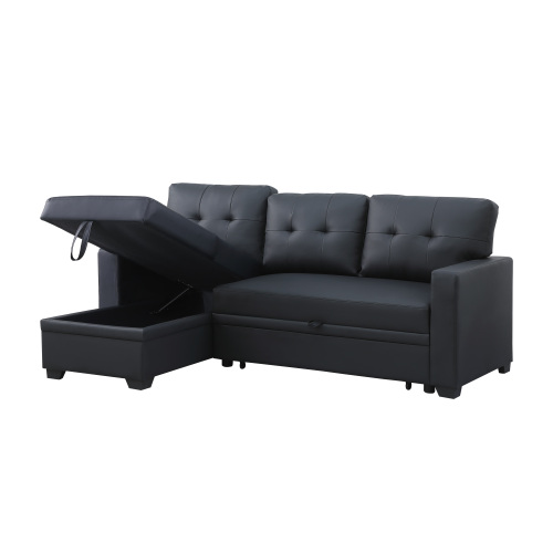 Upholstered Pull out Sectional Sofa with Chaise、、casual
