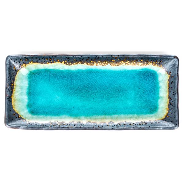 Blue Crackleglaze Large Oblong Sushi Plate - Flat、mySite、topwebapps