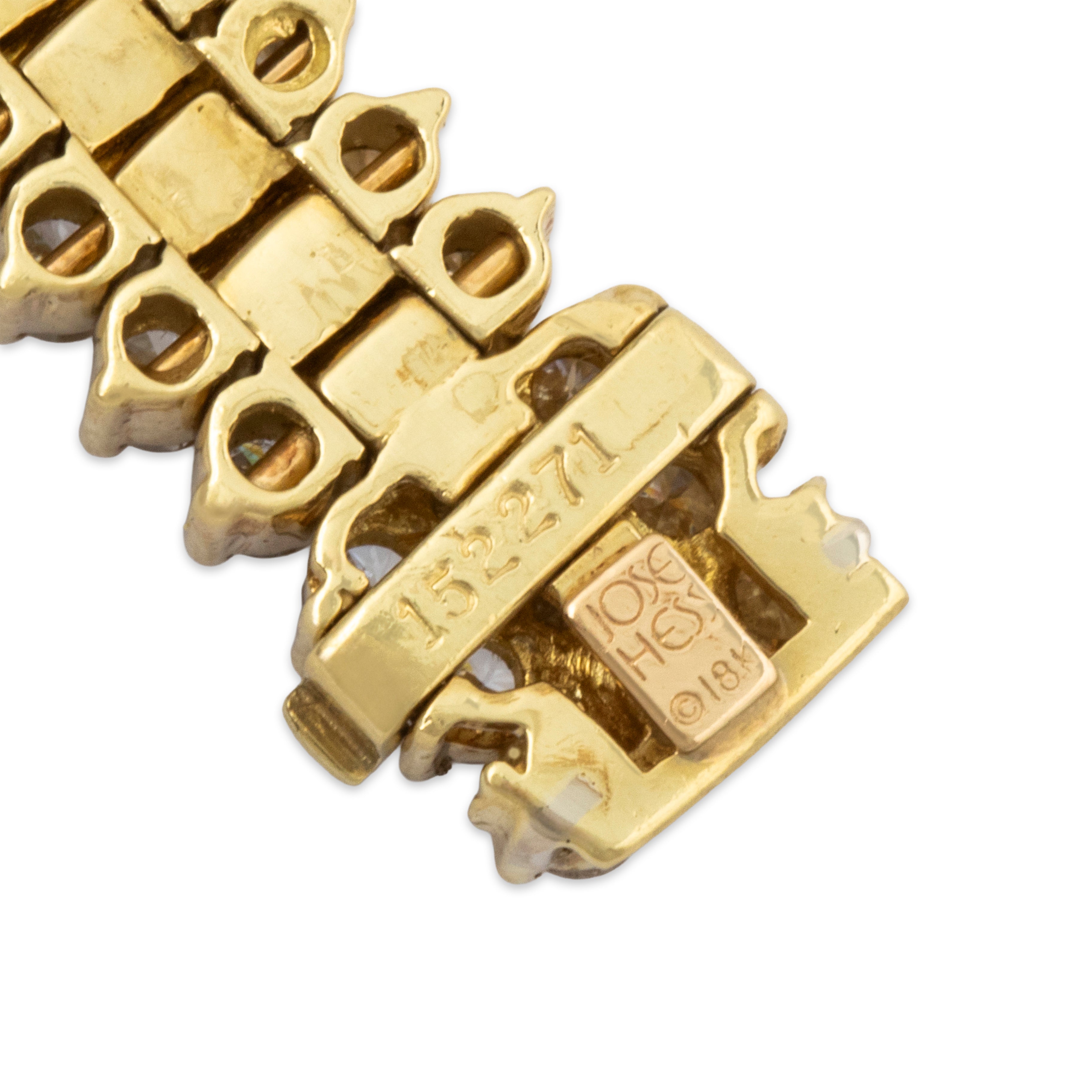 Vintage Jose Hess Heavy 18k Yellow Gold 10.764cttw Diamond Line Bracelet 6.5、mySite、hinf8tx79