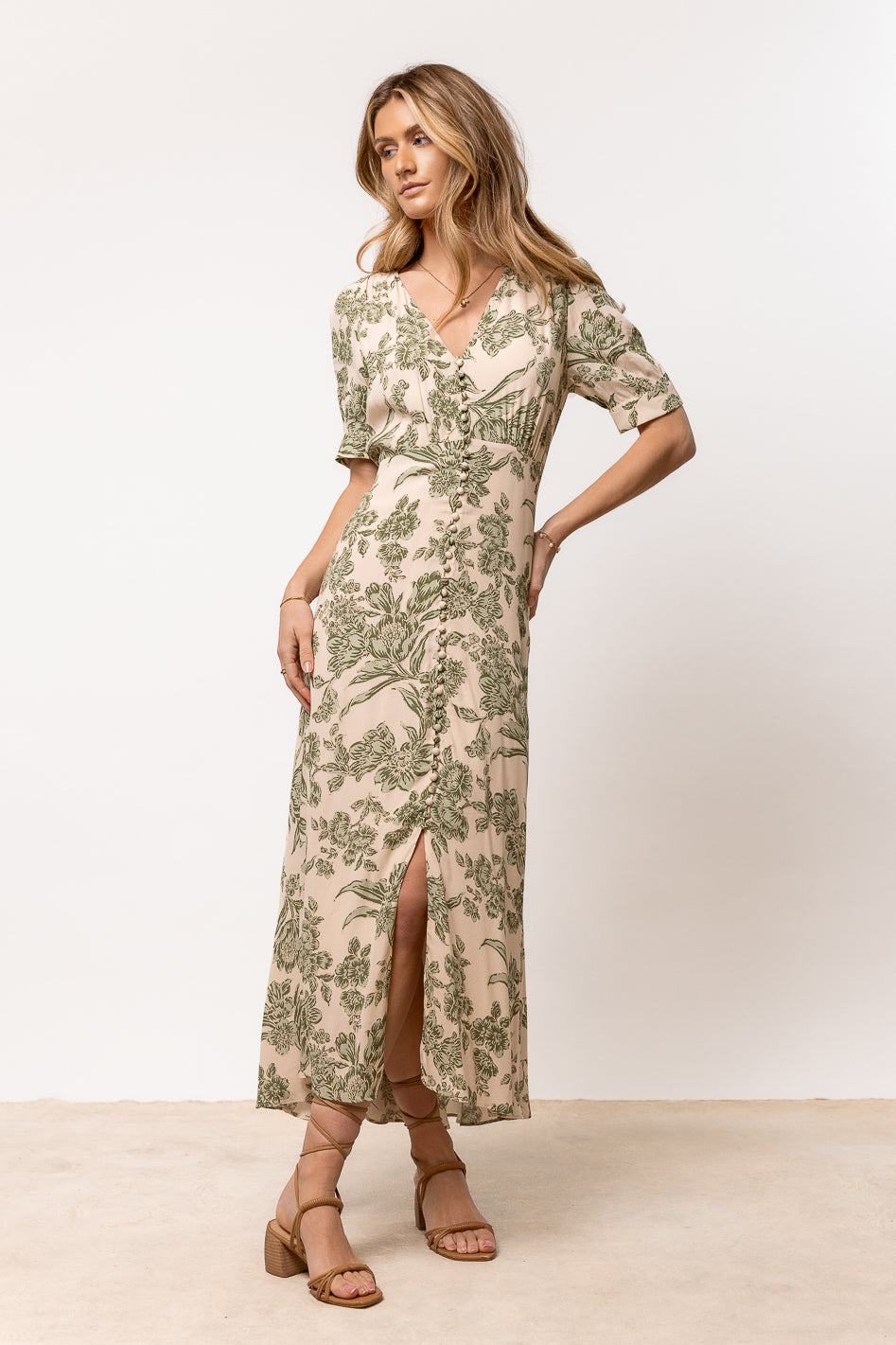  Lia Floral Midi Dress in Sage、mySite、merchandisen