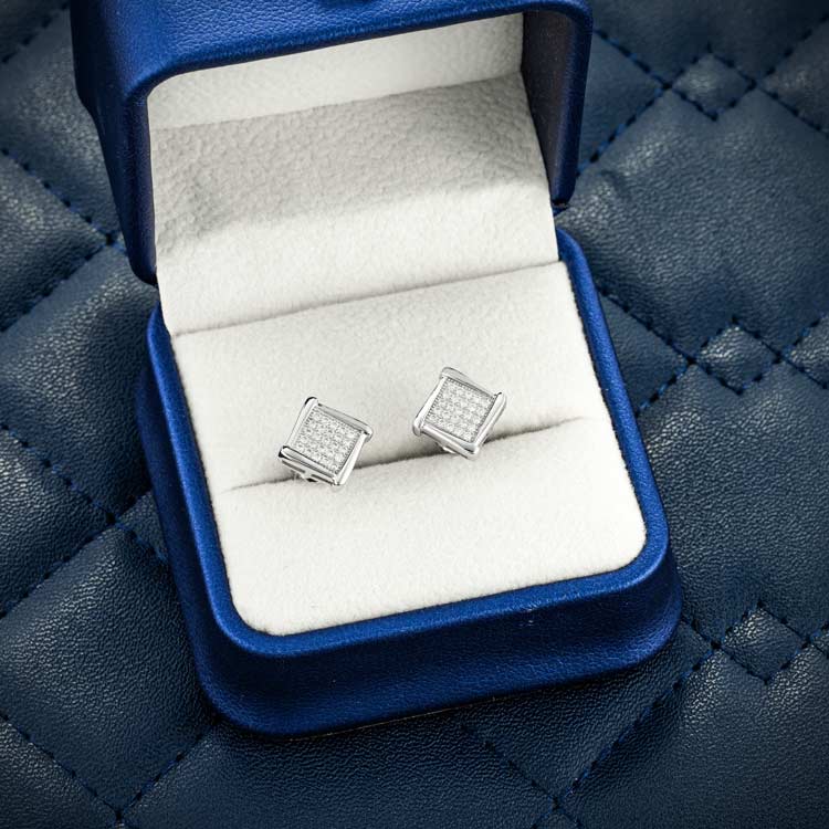 8MM Moissanite Square Cluster Earrings 14K Gold、mySite、hinf8tx79