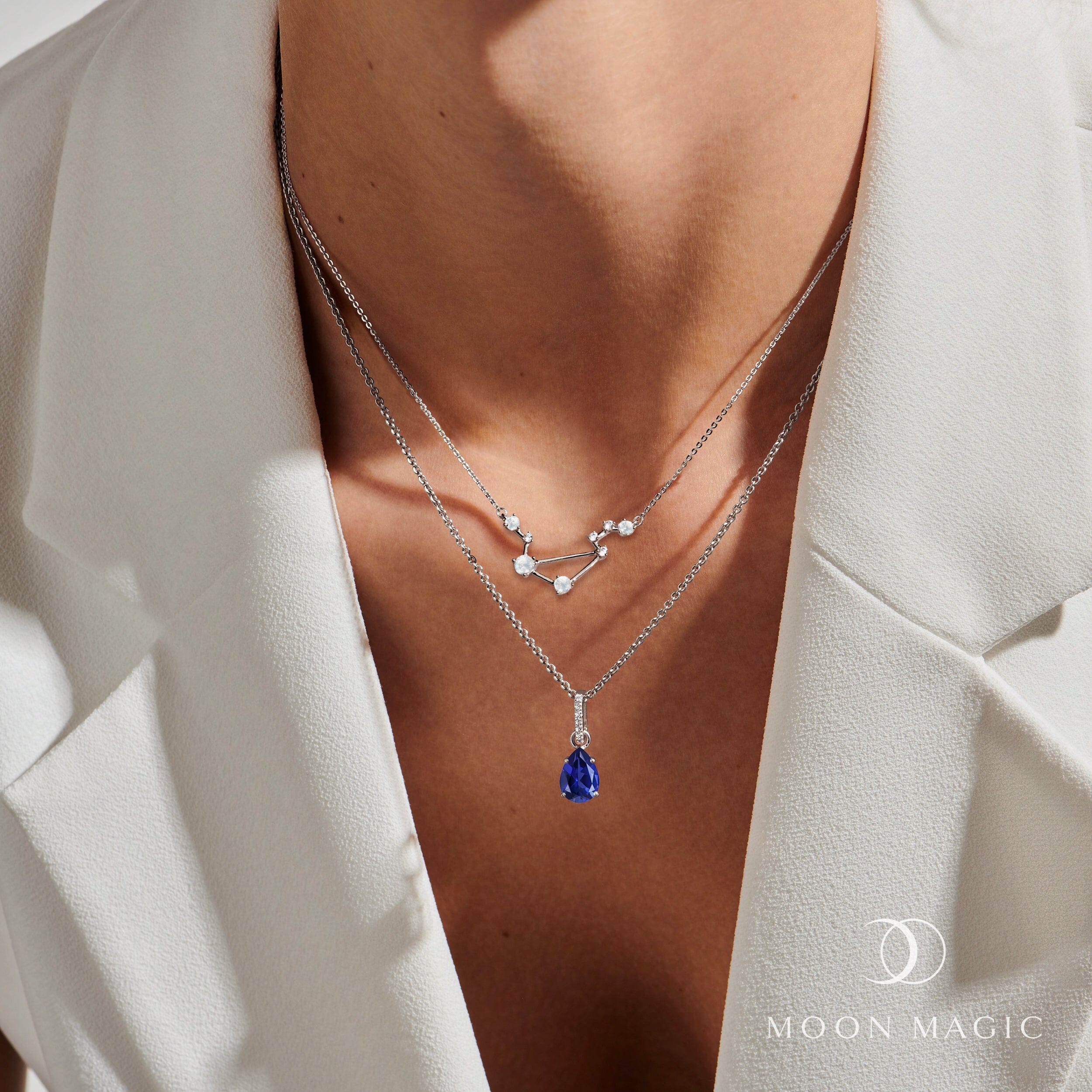 Moonstone Diamond Necklace - Libra Zodiac Constellation、mySite、hinf8tx79