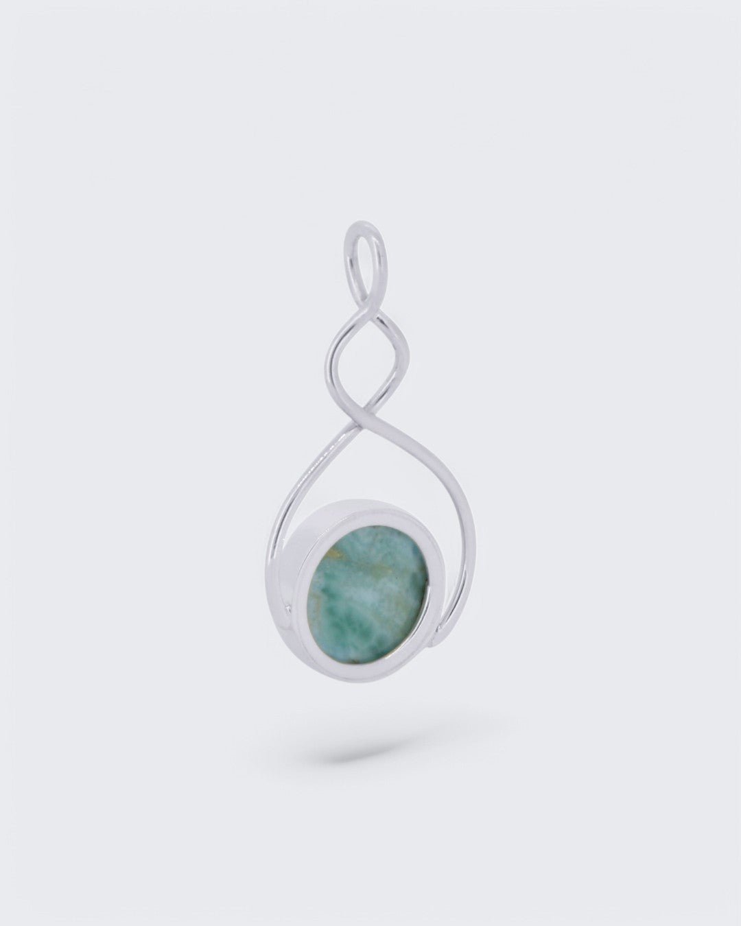 Sterling Silver Round Larimar Pendant、mySite、topwebapps
