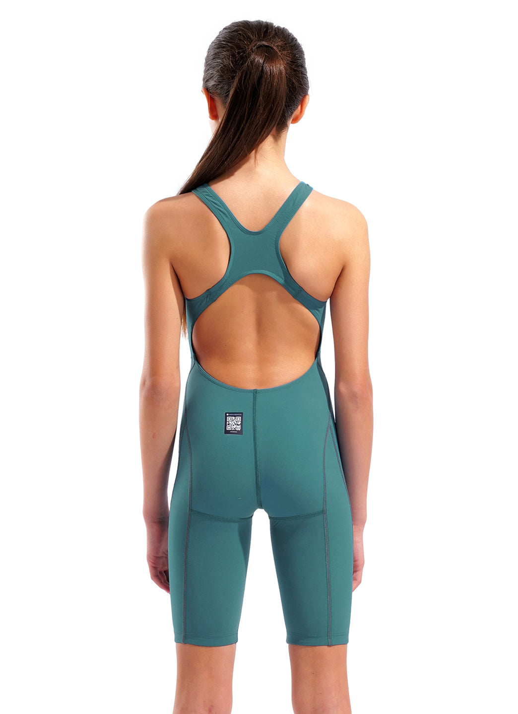 Arena Girls' Powerskin Jade Aura Impulso Open Back Tech Suit Swimsuit、mySite、noshort