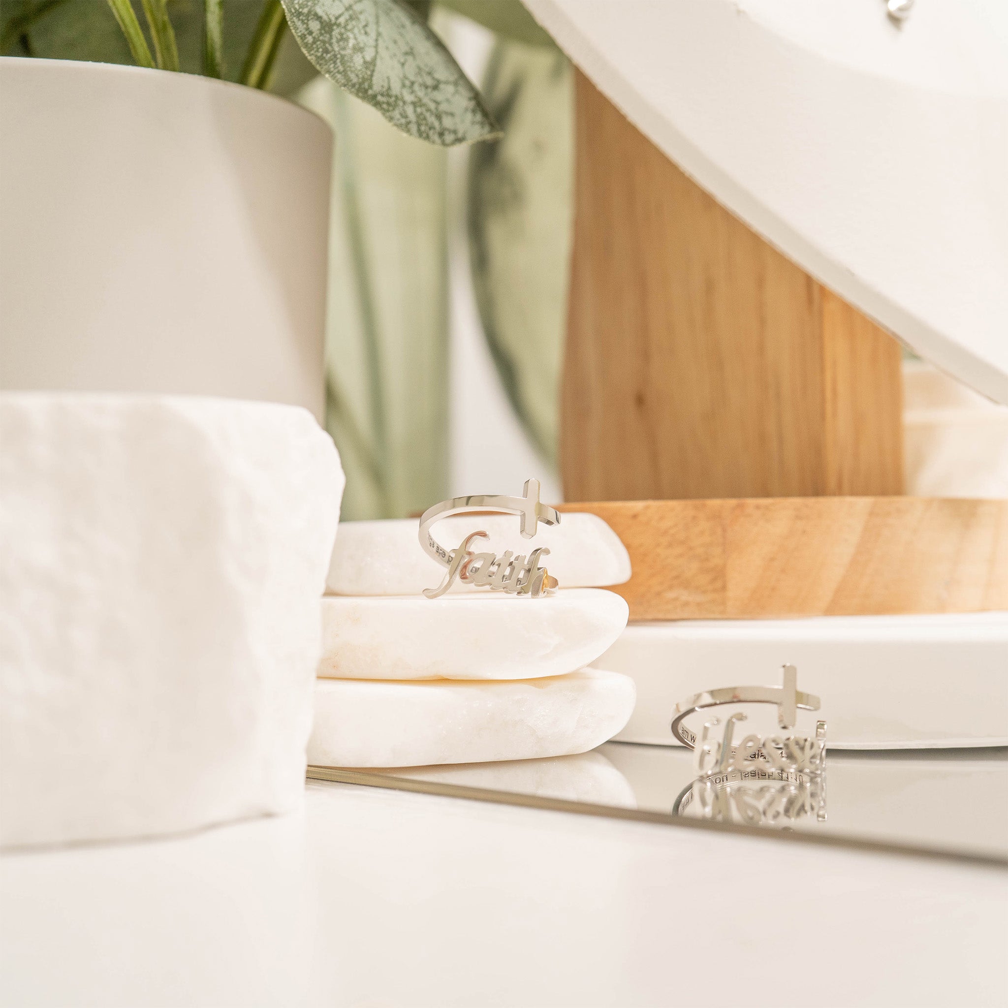 18K Gold PVD Stainless Steel Adjustable Blessed Ring / KSS0007、mySite、dreamappss