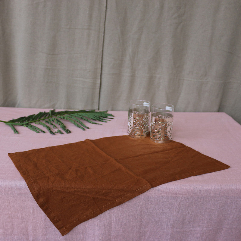 Pure Linen Table Mats | Set of 4 | Cinnamon Brown、mySite、camillekostekn