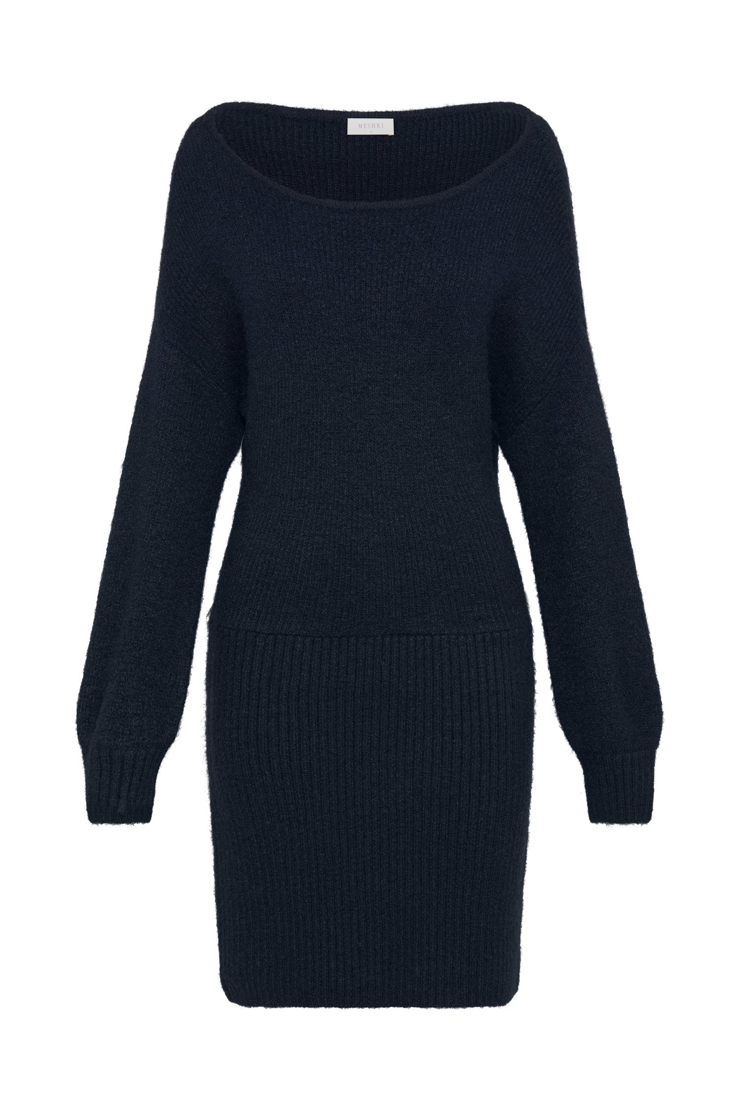 Rafferty Boat Neck Knit Mini Dress - Navy、mySite、solidvoid