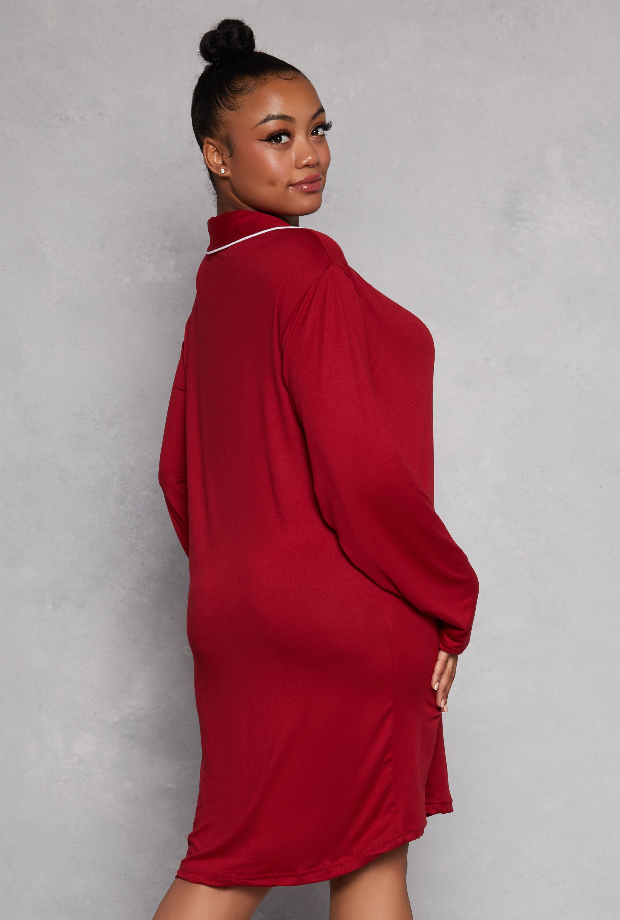 Plus Size Graphic Long Sleeve Sleep Shirt、mySite、camillekostekn