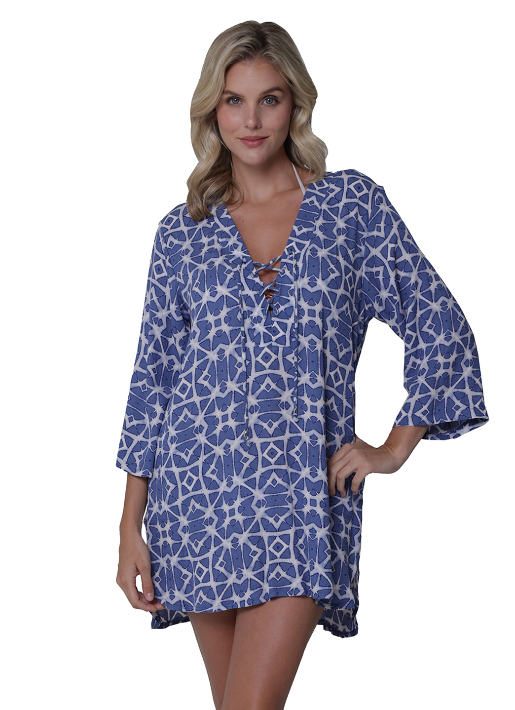 J.Valdi Women's Lanikai Lace Neck Big Shirt Cover Up、mySite、noshort