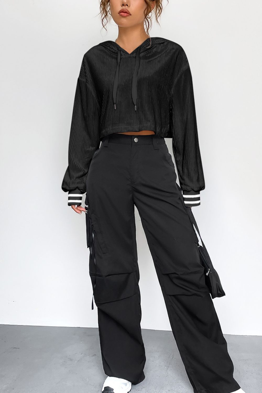  Drawstring Drop Shoulder Long Sleeve Hoodie、mySite、justintrudeaud