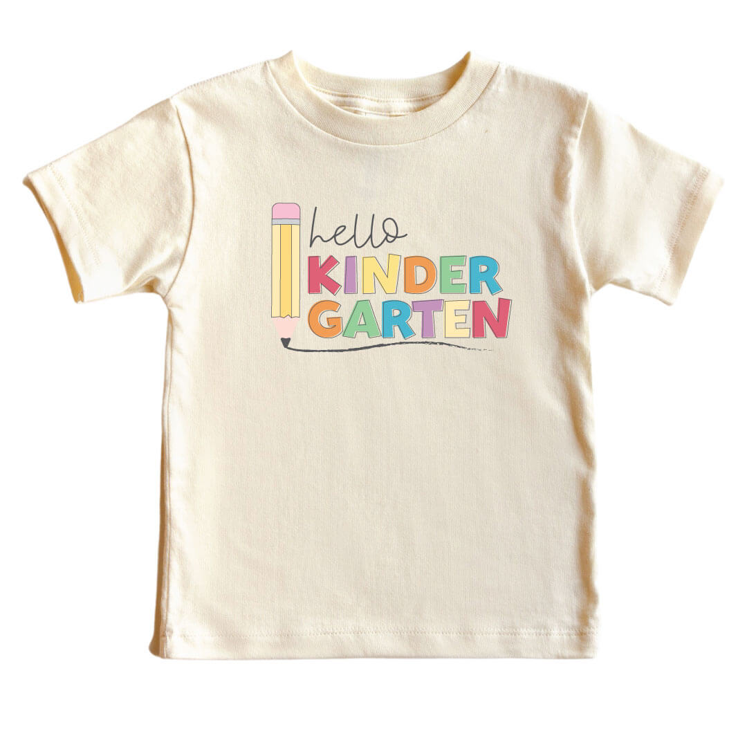  Hello New Grade Pencil Kids Graphic Tee | Natural、mySite、layawaytickets