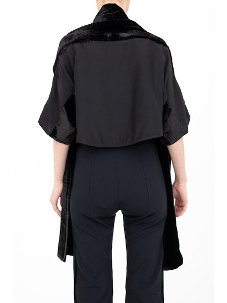Elaine Kim Amari Shrug with Silk Contrast, Black - Final Sale、mySite、noshort