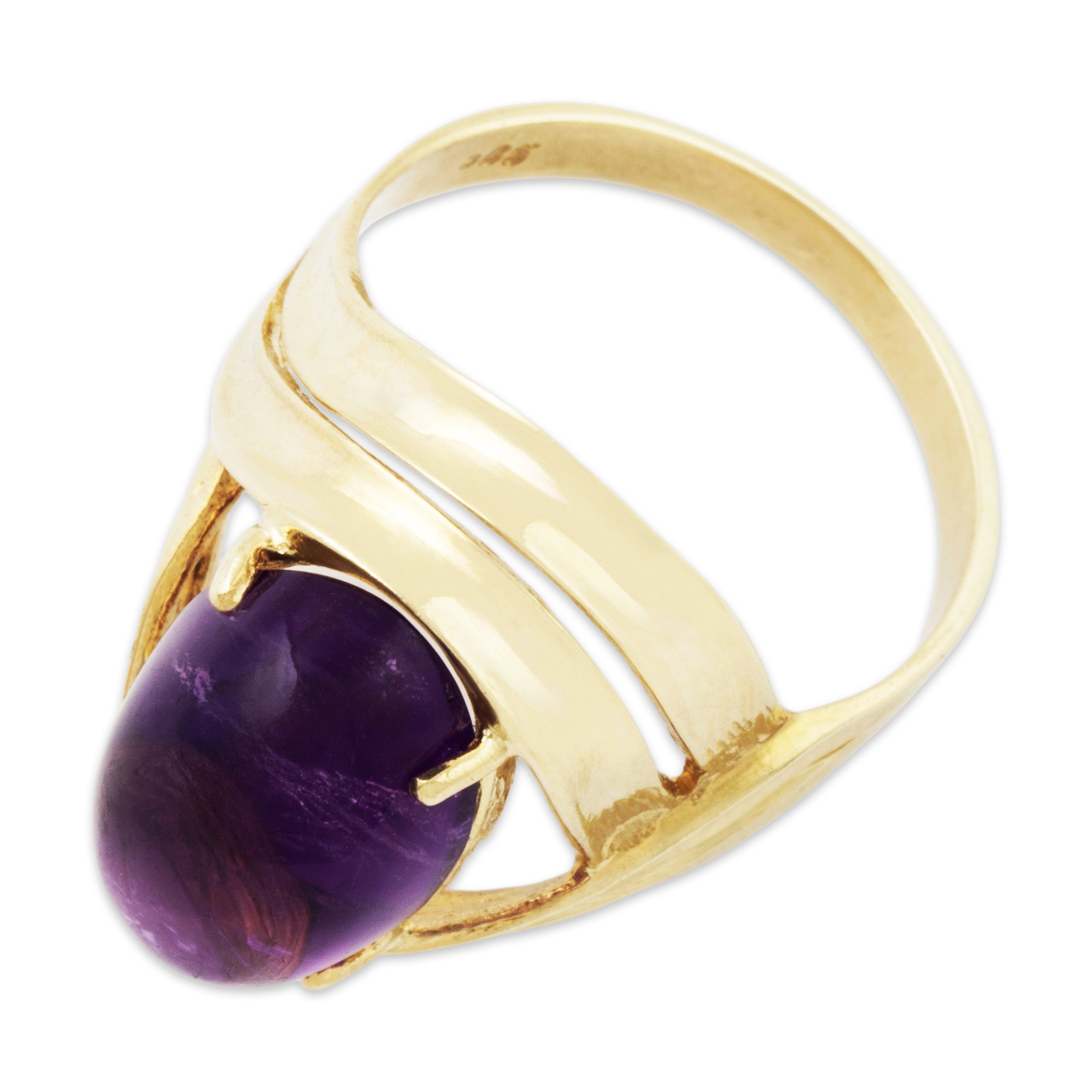 Vintage Large 14k Yellow Gold 6.5ct Amethyst Statement Ring 7.75、mySite、hinf8tx79