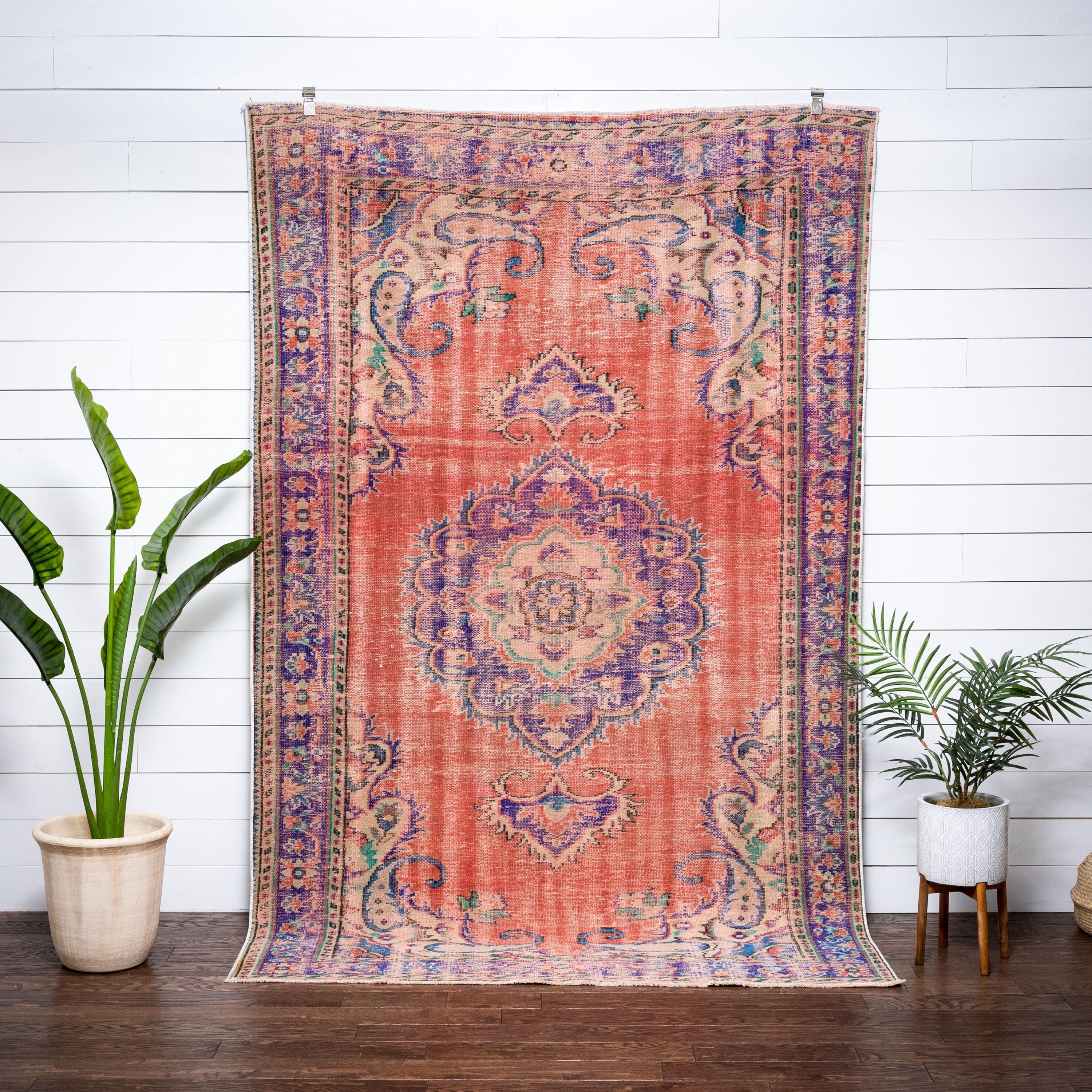 Canan Crimson & Purple Oriental Medallion One-of-a-Kind Handmade Wool Area Rug 5'11 x 9'4、mySite、gigharbornorthrealestate